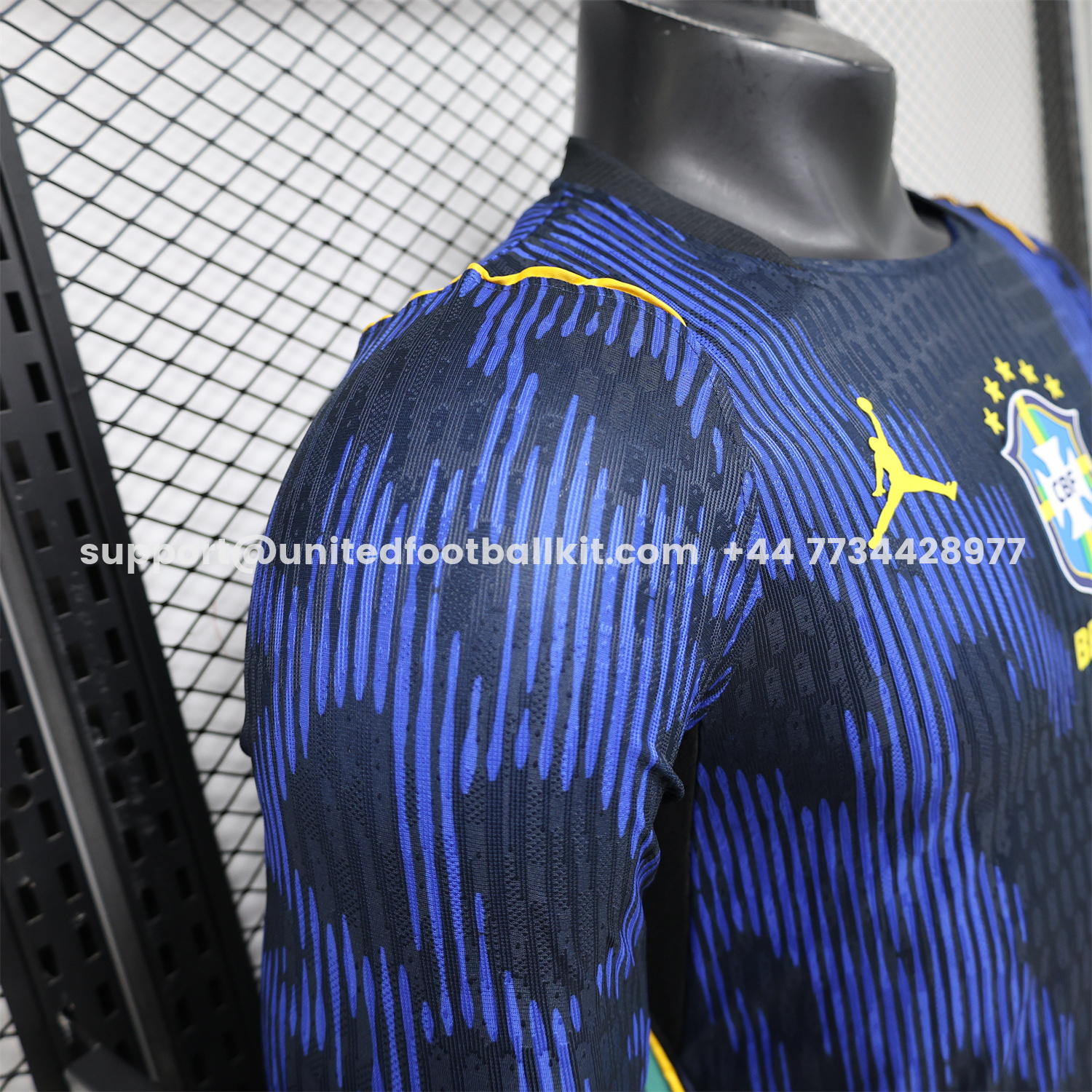 Unitedfootballkit.com | Brazil 2026 Away Blue Long Sleeves Jersey - Player Version -Customize Name, Number and Patch | Worldwide Shipping