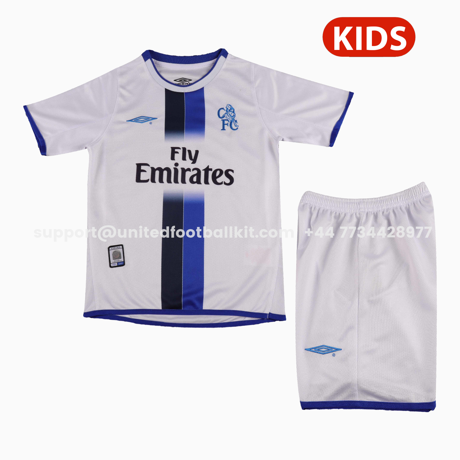 Unitedfootballkit.com | Retro C.H.E.L.S.E.A 2003-04 Away Kids Kit -Customize Name, Number and Patch | Worldwide Shipping