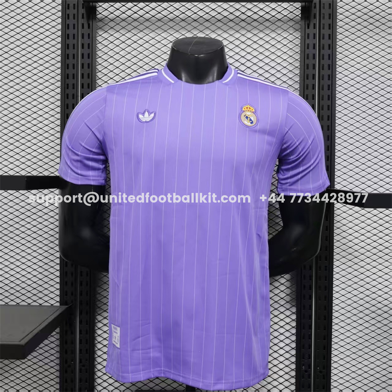 Unitedfootballkit.com | Real Madrid 25-26 Icon Range Trefoil Light Purple Travel Jersey - Player Version -Customize Name, Number and Patch | Worldwide Shipping