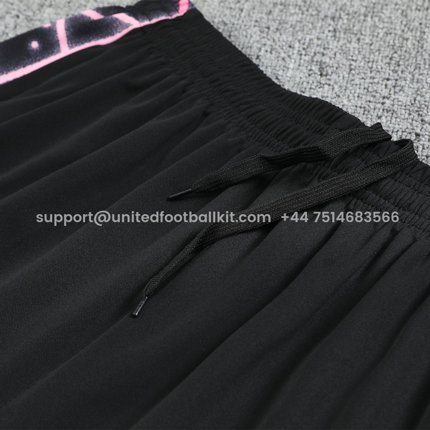 Unitedfootballkit.com | Paris Saint-Germain PSG 25-26 Short-Sleeve Training Set - Pink Fluorescent Rays Black Top & Black Shorts -Customize Name, Number and Patch | Worldwide Shipping