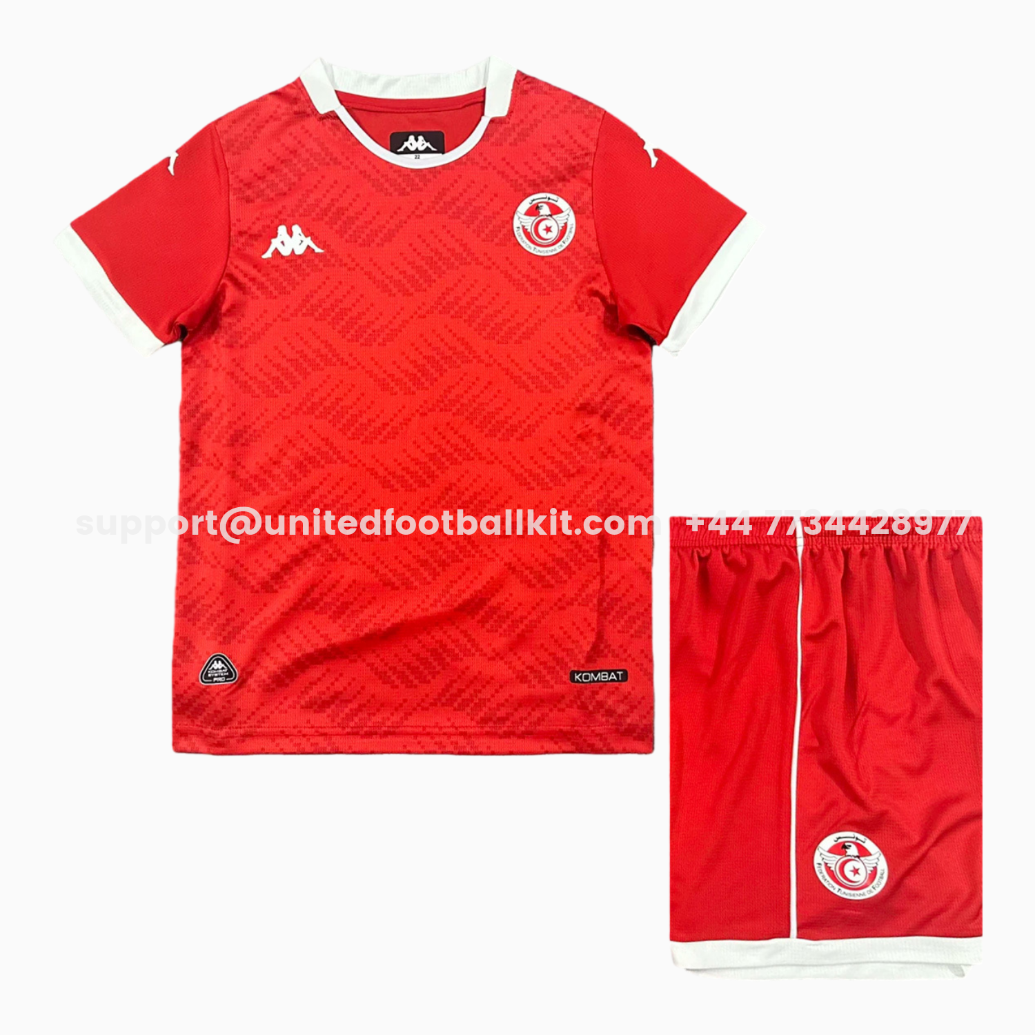 Unitedfootballkit.com | Tunisia 2026 Home Kids Kit -Customize Name, Number and Patch | Worldwide Shipping