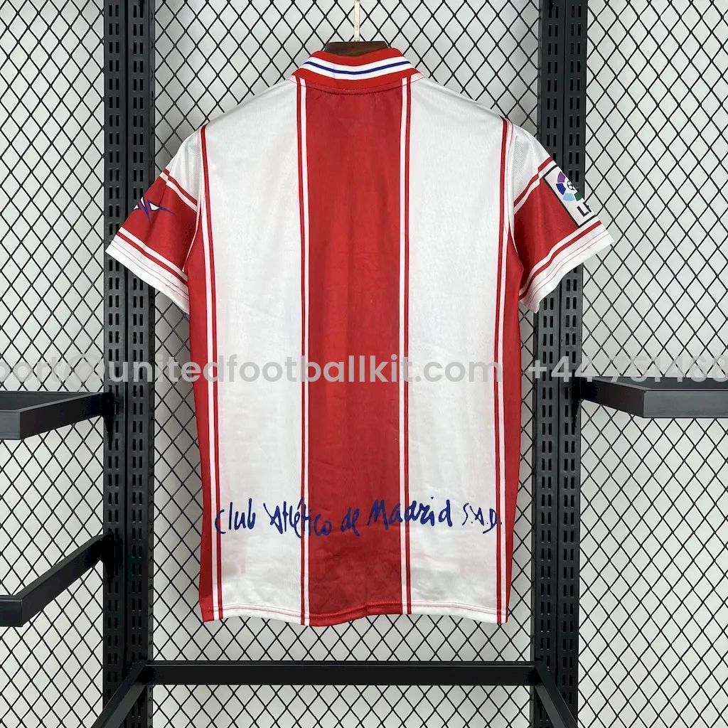 Unitedfootballkit.com | Retro Atletico Madrid 1999-00 Home Jersey with La Liga Patch -Customize Name, Number and Patch | Worldwide Shipping