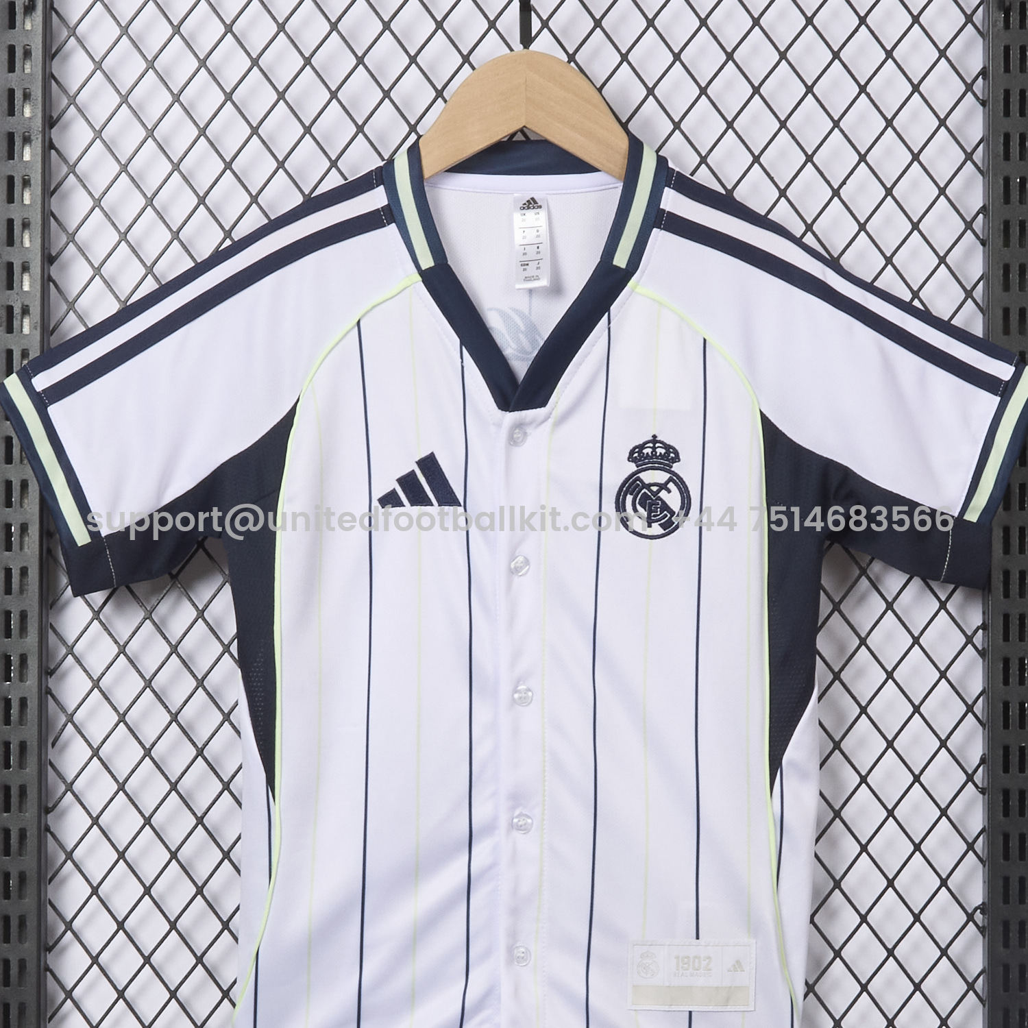 Unitedfootballkit.com | Real Madrid 25-26 White Baseball Kids Kit -Customize Name, Number and Patch | Worldwide Shipping