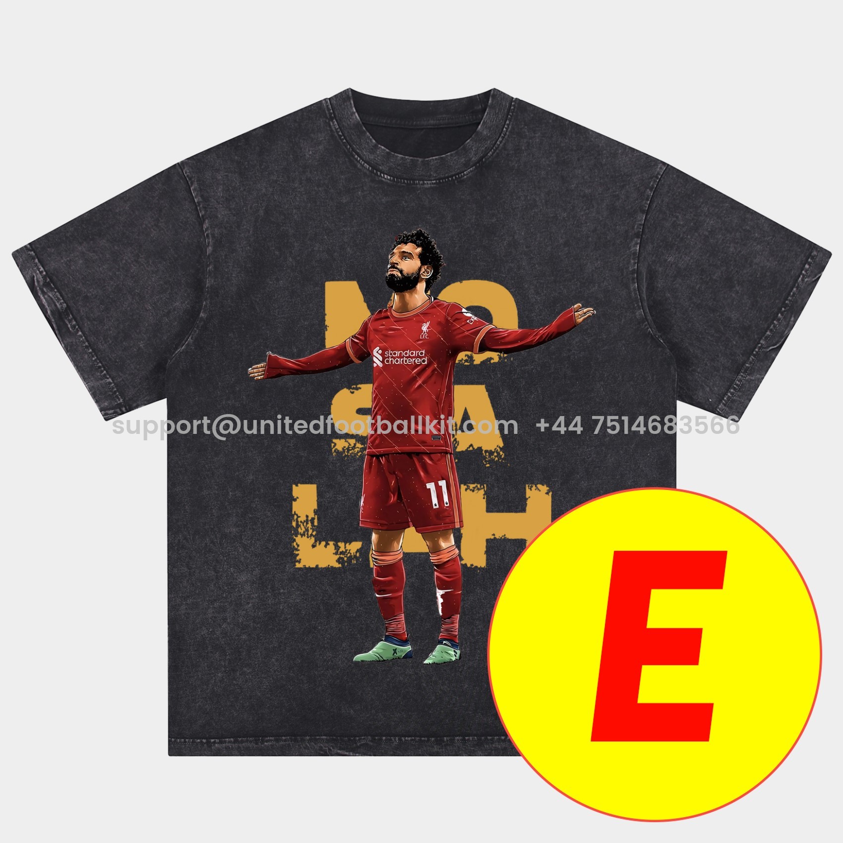 Unitedfootballkit.com | Salah Liverpool Klopp Arnold Oversized Washed T-Shirt -Customize Name, Number and Patch | Worldwide Shipping