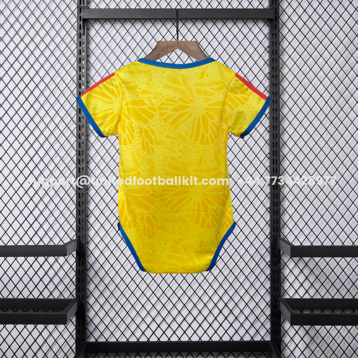 Unitedfootballkit.com | Colombia 2026 Home Baby Crawling Suit -Customize Name, Number and Patch | Worldwide Shipping
