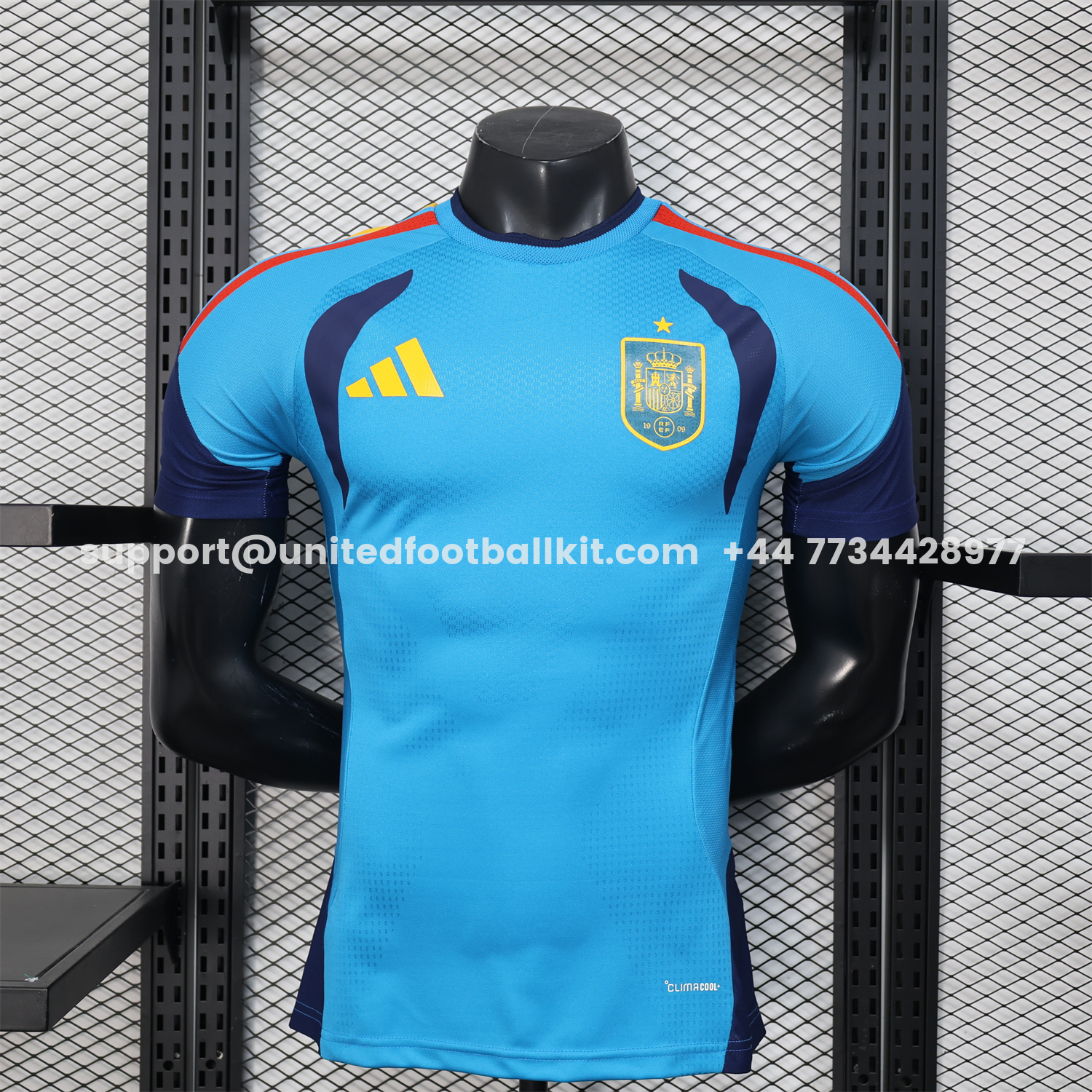 Unitedfootballkit.com | Spain 2026 Blue Pre-Match Training Jersey - Player Version -Customize Name, Number and Patch | Worldwide Shipping