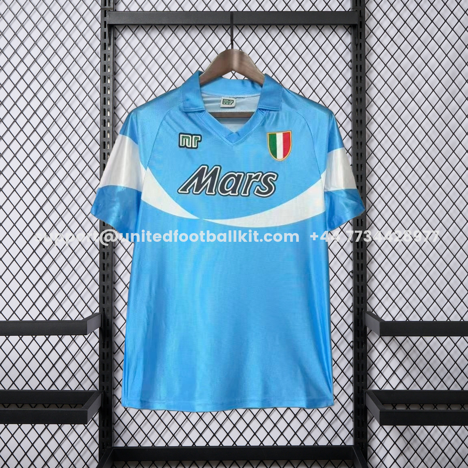 Unitedfootballkit.com | Retro Napoli 1990-91 Home 2 Sky Blue And White Jersey -Customize Name, Number and Patch | Worldwide Shipping
