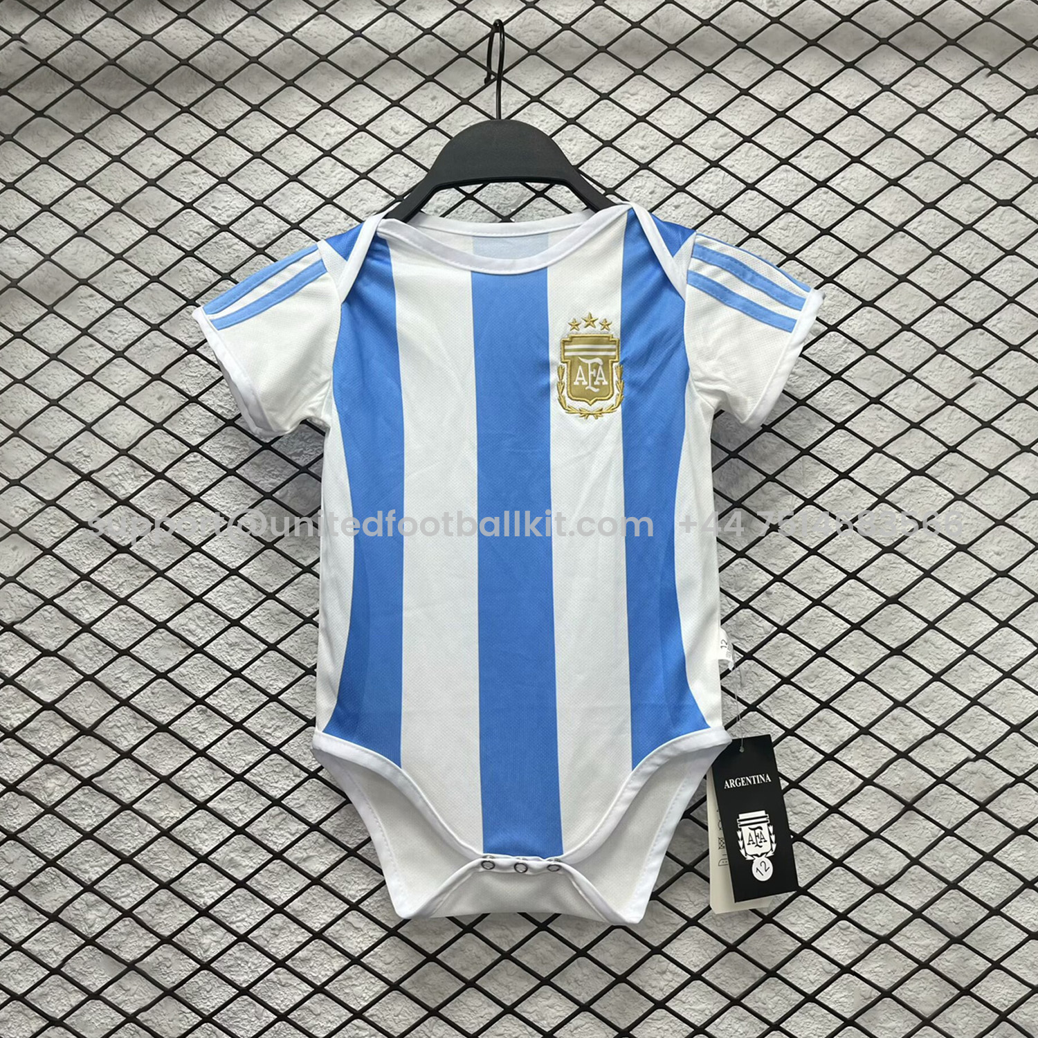 Unitedfootballkit.com | Argentina 24-25 Home Baby Crawling Suit -Customize Name, Number and Patch | Worldwide Shipping