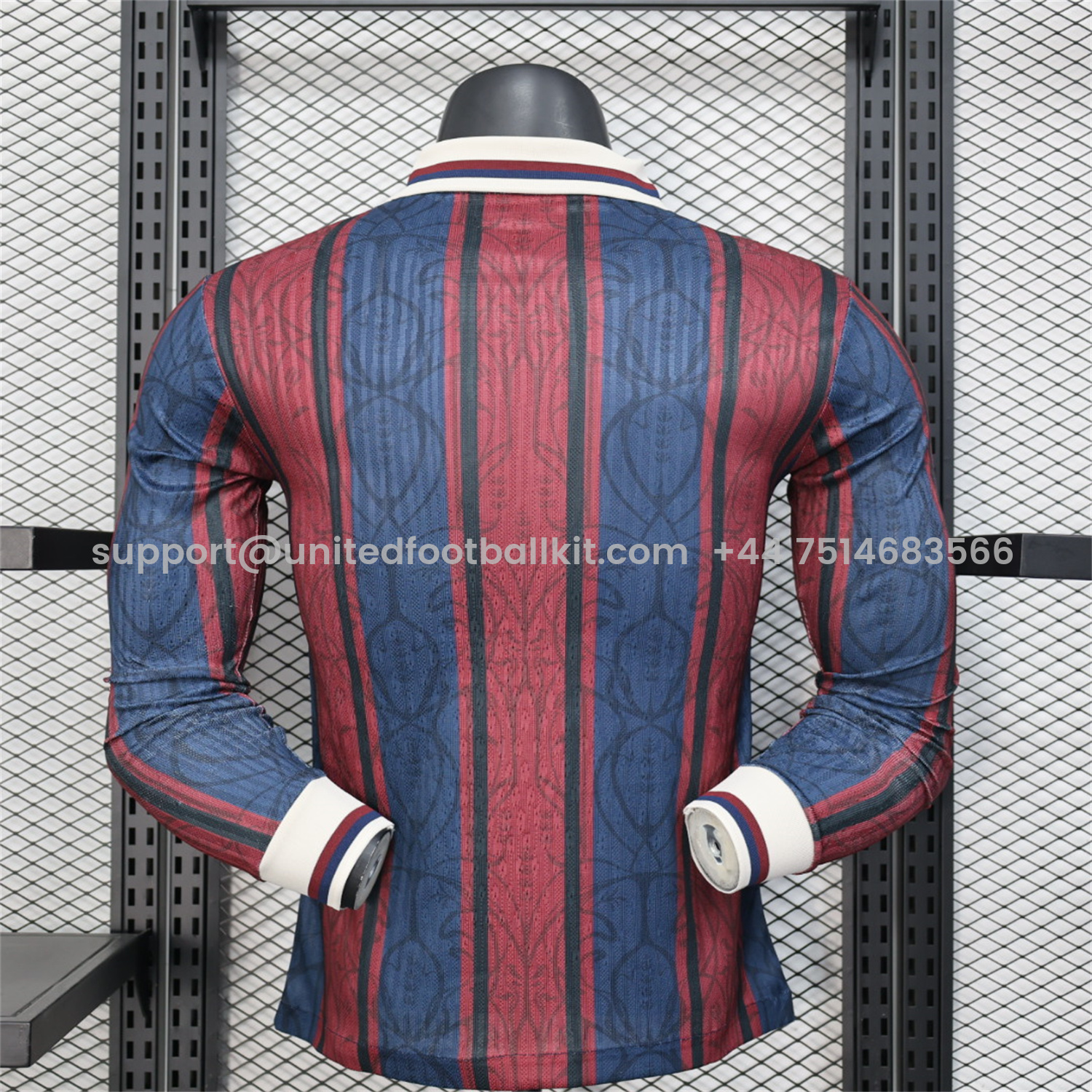 Unitedfootballkit.com | Barcelona 25-26 125th Anniversary Throwback Long Sleeves Jersey - Player Version -Customize Name, Number and Patch | Worldwide Shipping