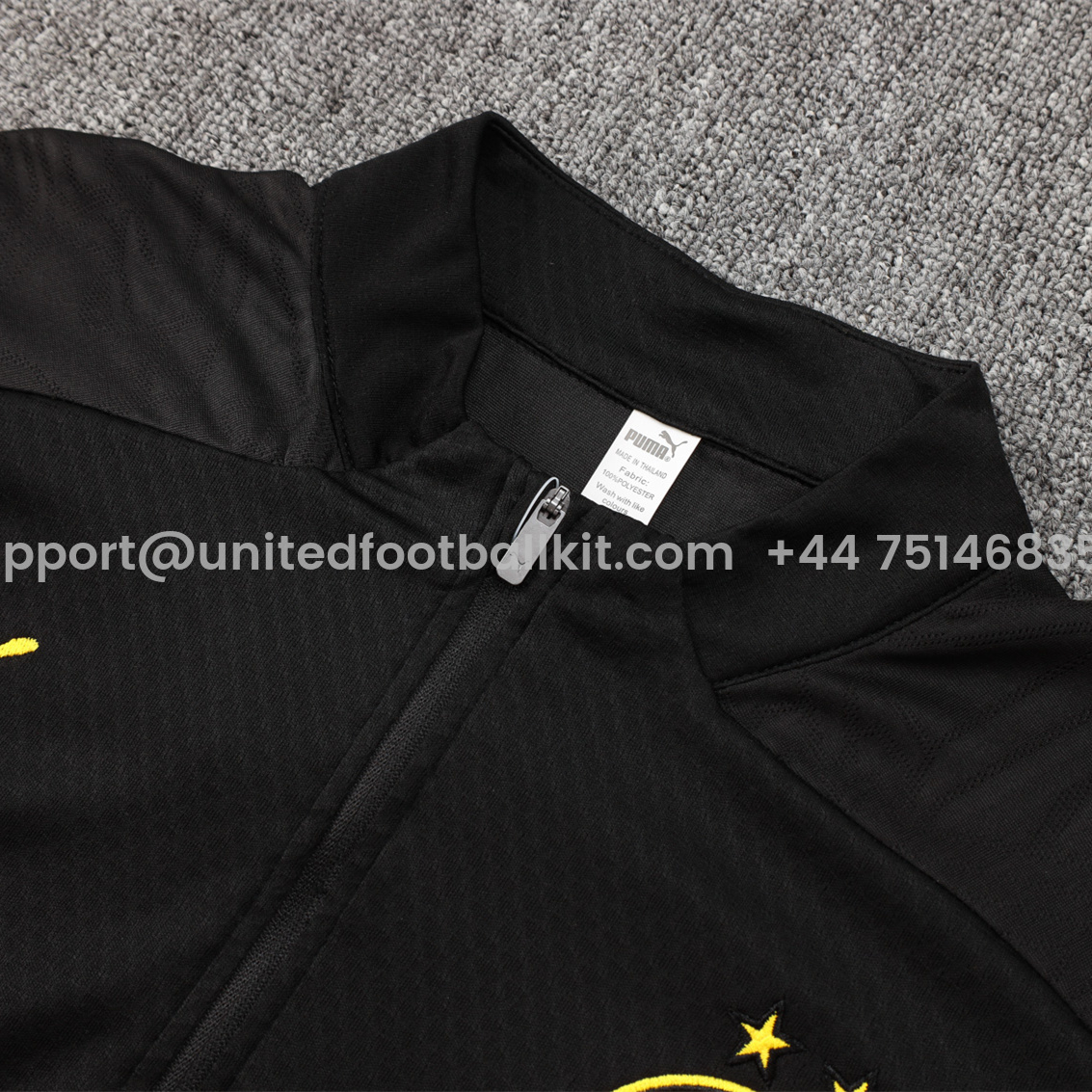 Unitedfootballkit.com | Dortmund 24-25 Long Sleeve Training Set - Player Version - Black -Customize Name, Number and Patch | Worldwide Shipping