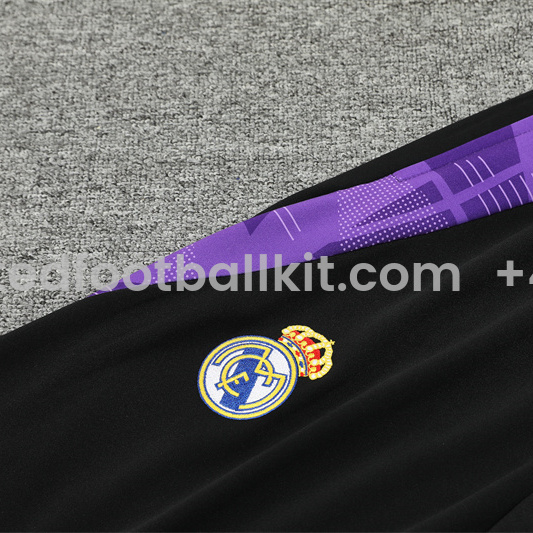 Unitedfootballkit.com | Real Madrid 24-25 Long Sleeve Training Set - Black and Purple -Customize Name, Number and Patch | Worldwide Shipping