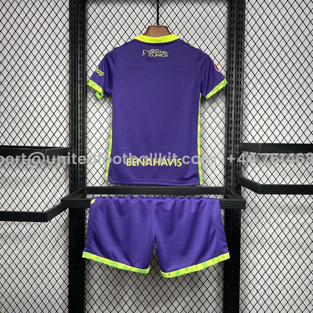 Unitedfootballkit.com | Malaga 24-25 Away Kids Kit -Customize Name, Number and Patch | Worldwide Shipping