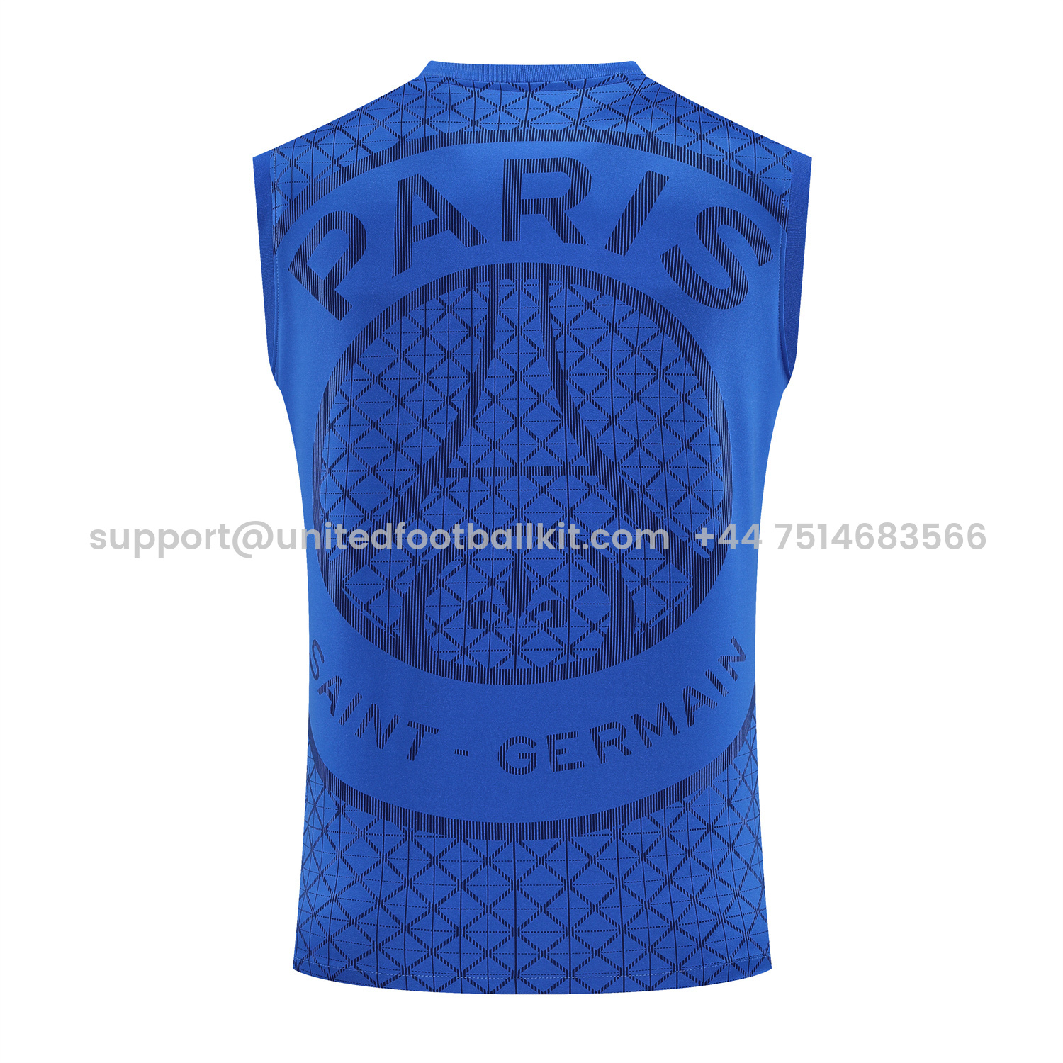 Unitedfootballkit.com | Paris Saint-Germain PSG 25-26 Vest Training Set - Ocean Blue Vest & Deep Blue Shorts -Customize Name, Number and Patch | Worldwide Shipping