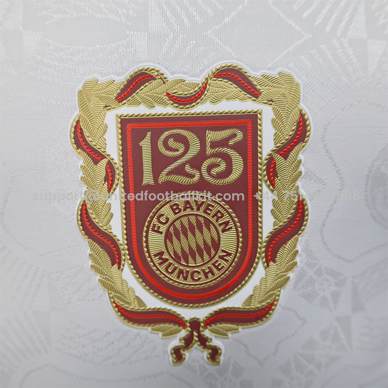 Unitedfootballkit.com | Bayern Munich 2025 White 125th Anniversary Jersey - with 125th Patch on Back - Player Version -Customize Name, Number and Patch | Worldwide Shipping