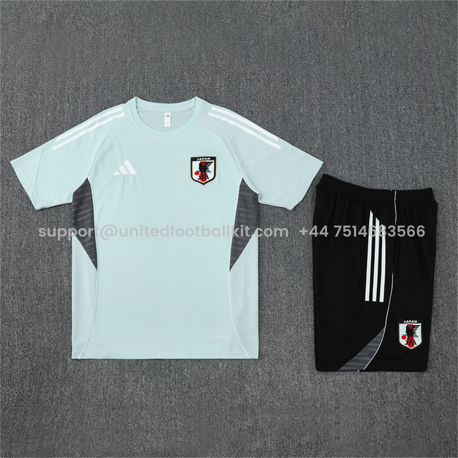 Unitedfootballkit.com | Japan 25-26 Kids Short-Sleeve Training Set - Light Blue Top and Black Shorts -Customize Name, Number and Patch | Worldwide Shipping