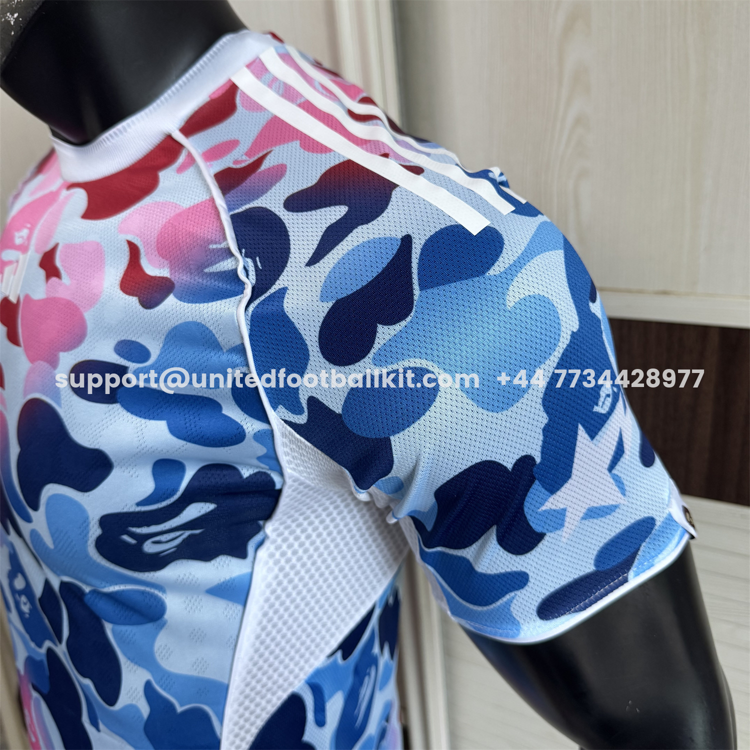 Unitedfootballkit.com | Adidas x A Bathing Ape Pink And Blue Camouflage Special Jersey - Player Version -Customize Name, Number and Patch | Worldwide Shipping