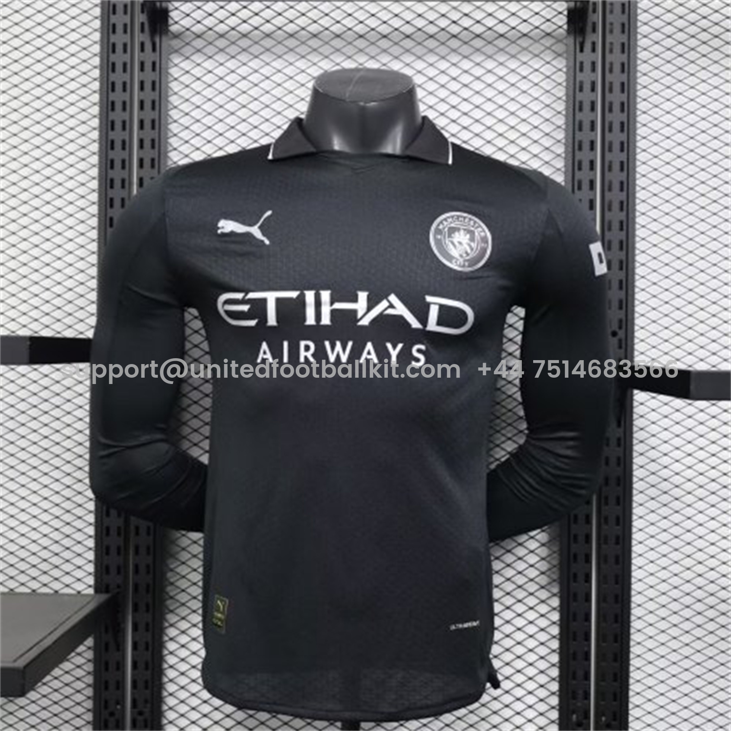 Unitedfootballkit.com | Manchester City 25-26 Away Black Long Sleeves Jersey - Player Version -Customize Name, Number and Patch | Worldwide Shipping