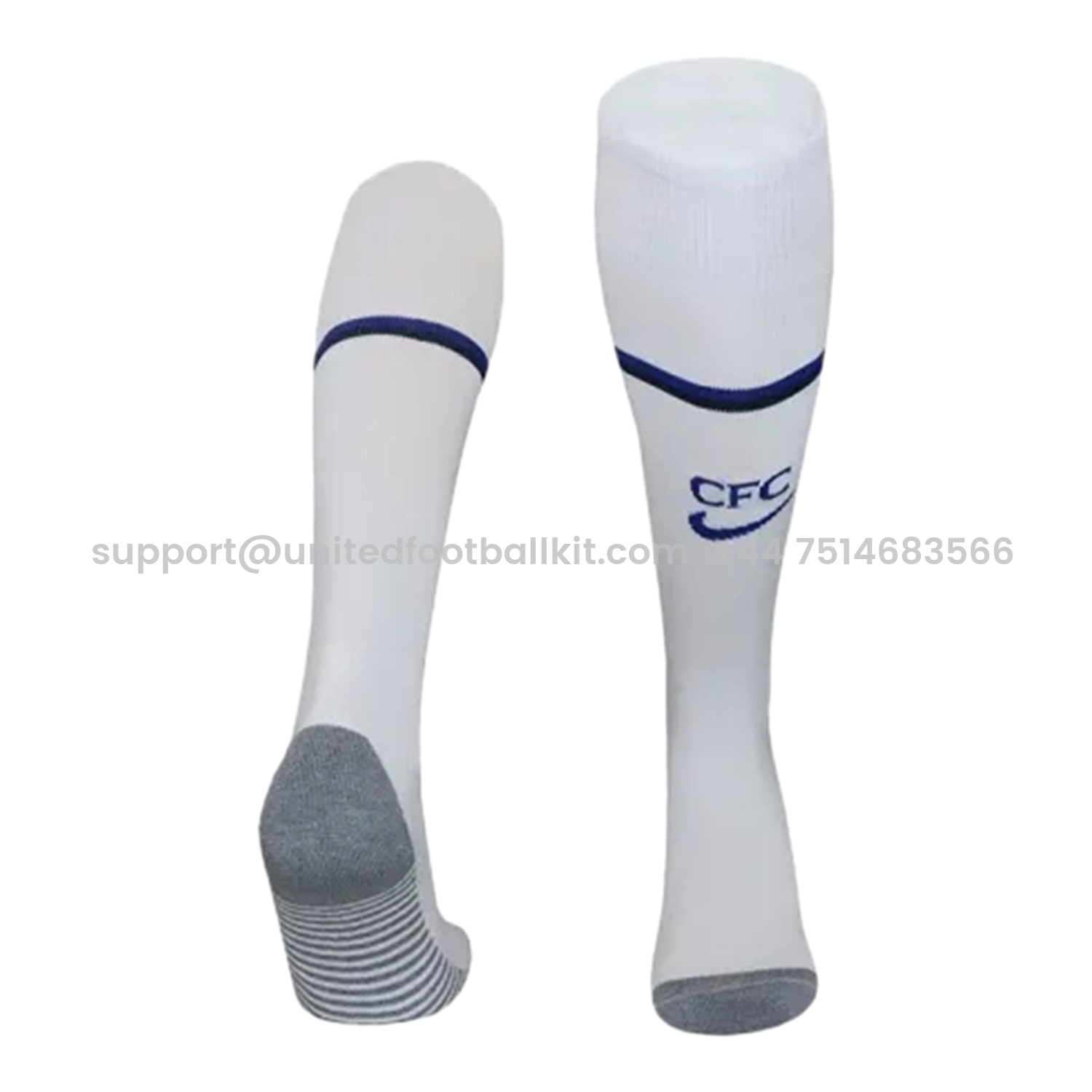 Unitedfootballkit.com | C.H.E.L.S.E.A 25-26 Home Socks - White -Customize Name, Number and Patch | Worldwide Shipping