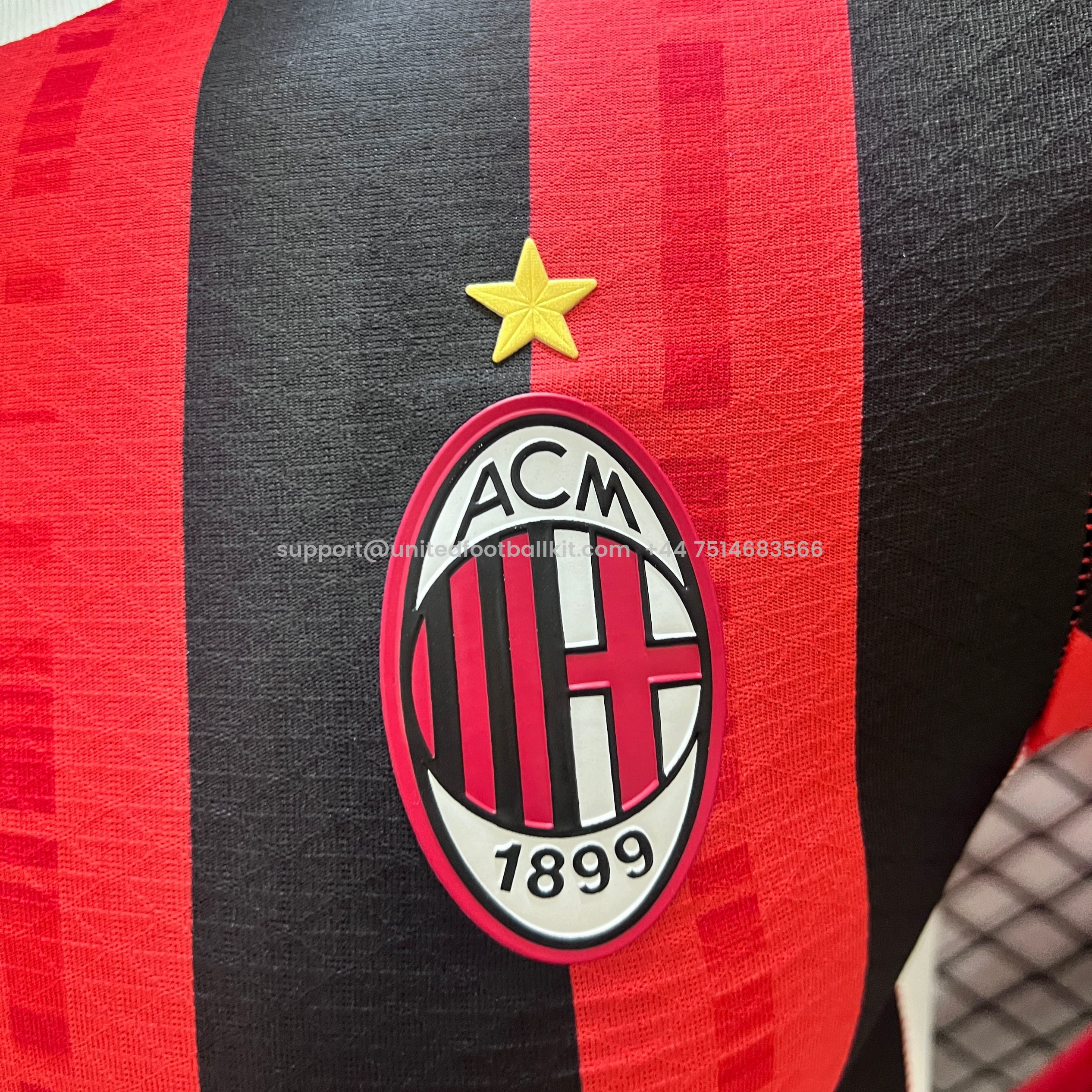 Unitedfootballkit.com | AC Milan 24-25 Home Long Sleeve Jersey - Player Version -Customize Name, Number and Patch | Worldwide Shipping