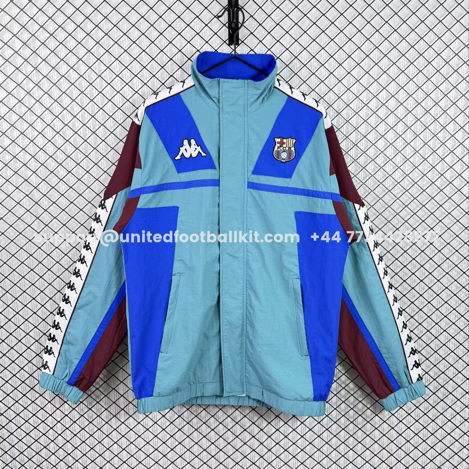 Unitedfootballkit.com | Retro Barcelona 1994-95 Windbreaker Jacket - Blue -Customize Name, Number and Patch | Worldwide Shipping