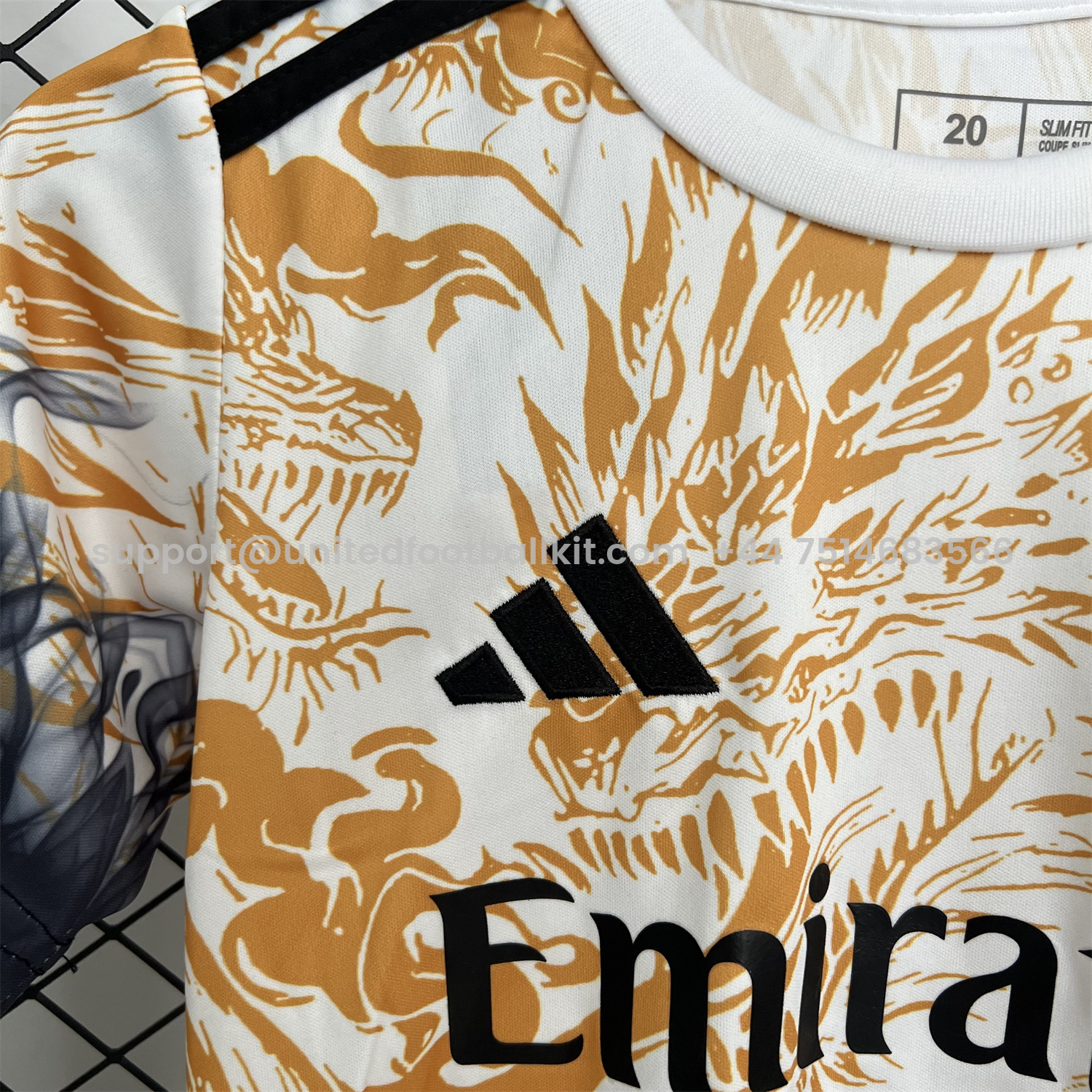 Unitedfootballkit.com | Real Madrid 25-26 Orange And Black Dragon Special Kids Kit -Customize Name, Number and Patch | Worldwide Shipping