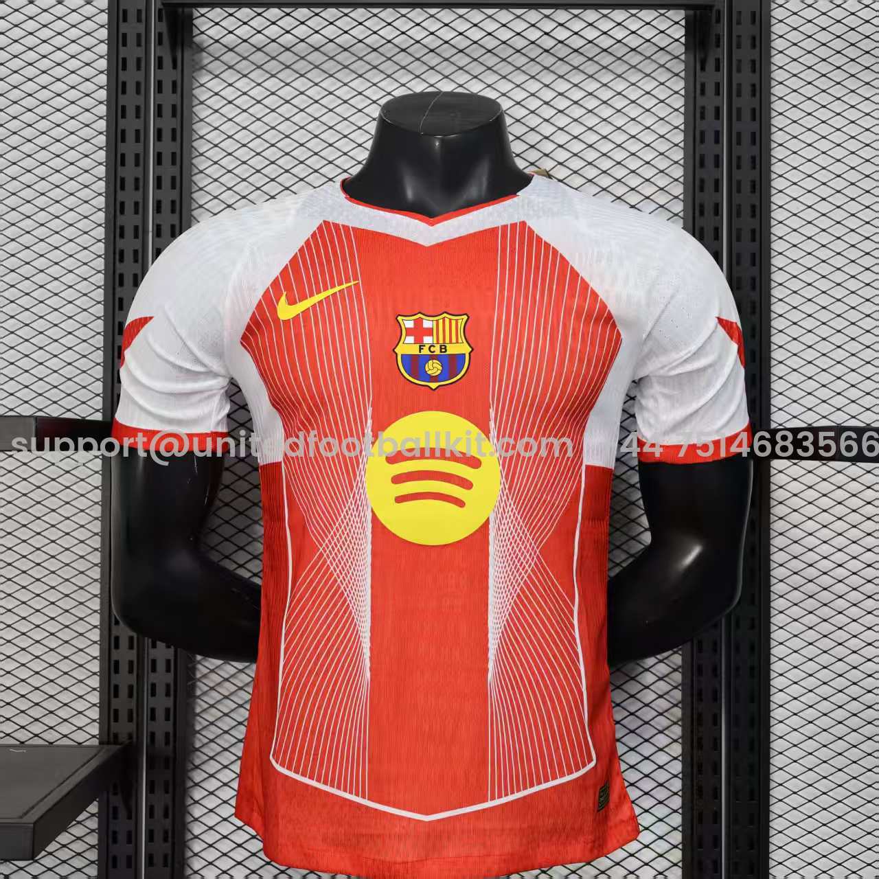 Unitedfootballkit.com | Barcelona 25-26 Red & White Big LOGO Special Jersey - Player Version -Customize Name, Number and Patch | Worldwide Shipping