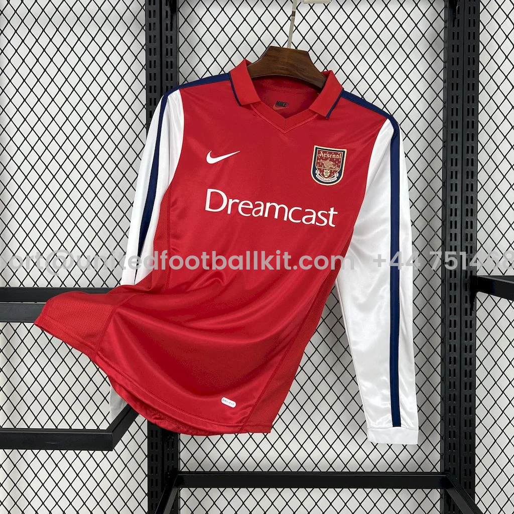 Unitedfootballkit.com | Retro Arsenal 2001-02 Home Long Sleeves Jersey -Customize Name, Number and Patch | Worldwide Shipping