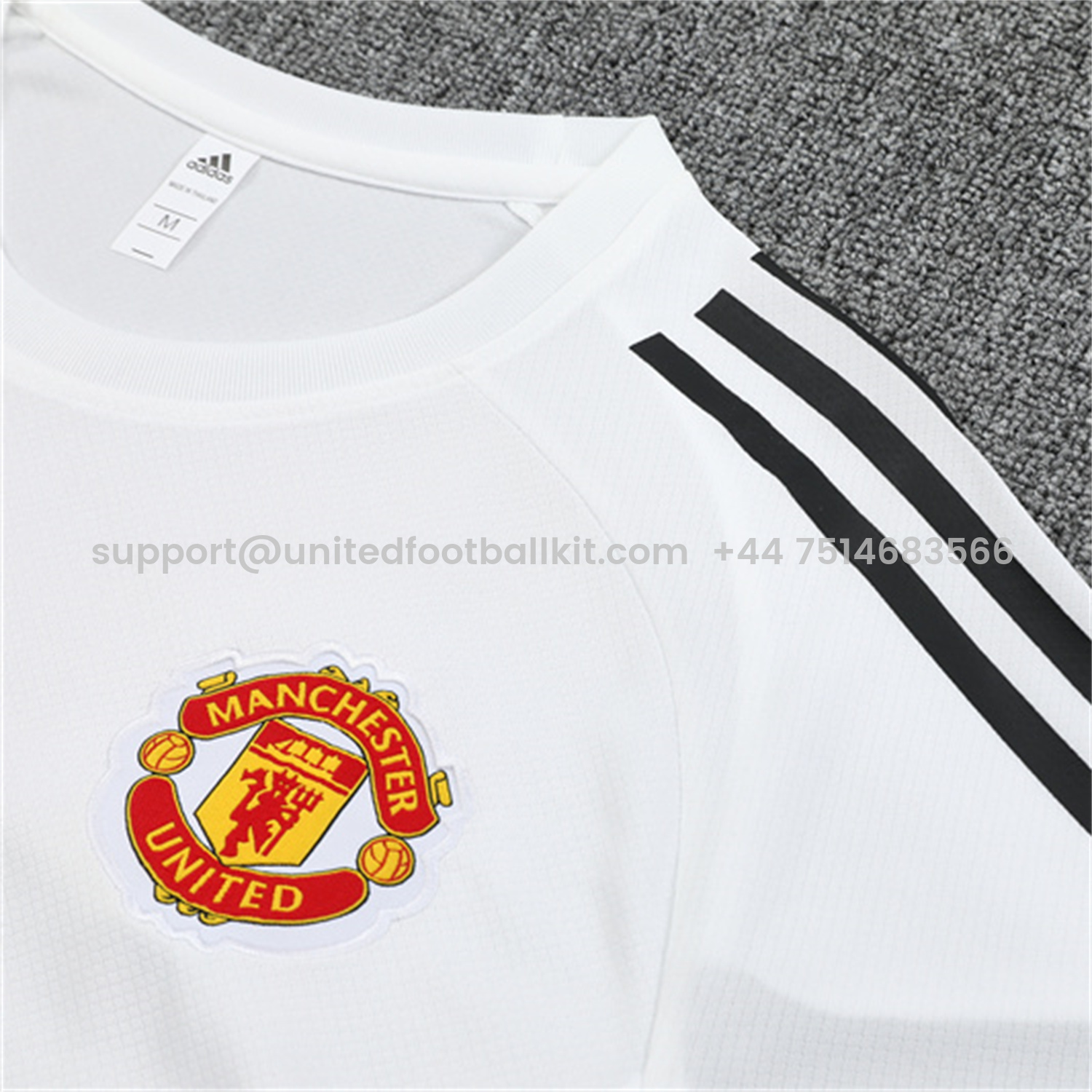 Unitedfootballkit.com | Manchester United 25-26 Kid Short-Sleeve Training Set - White Top & Black Shorts -Customize Name, Number and Patch | Worldwide Shipping