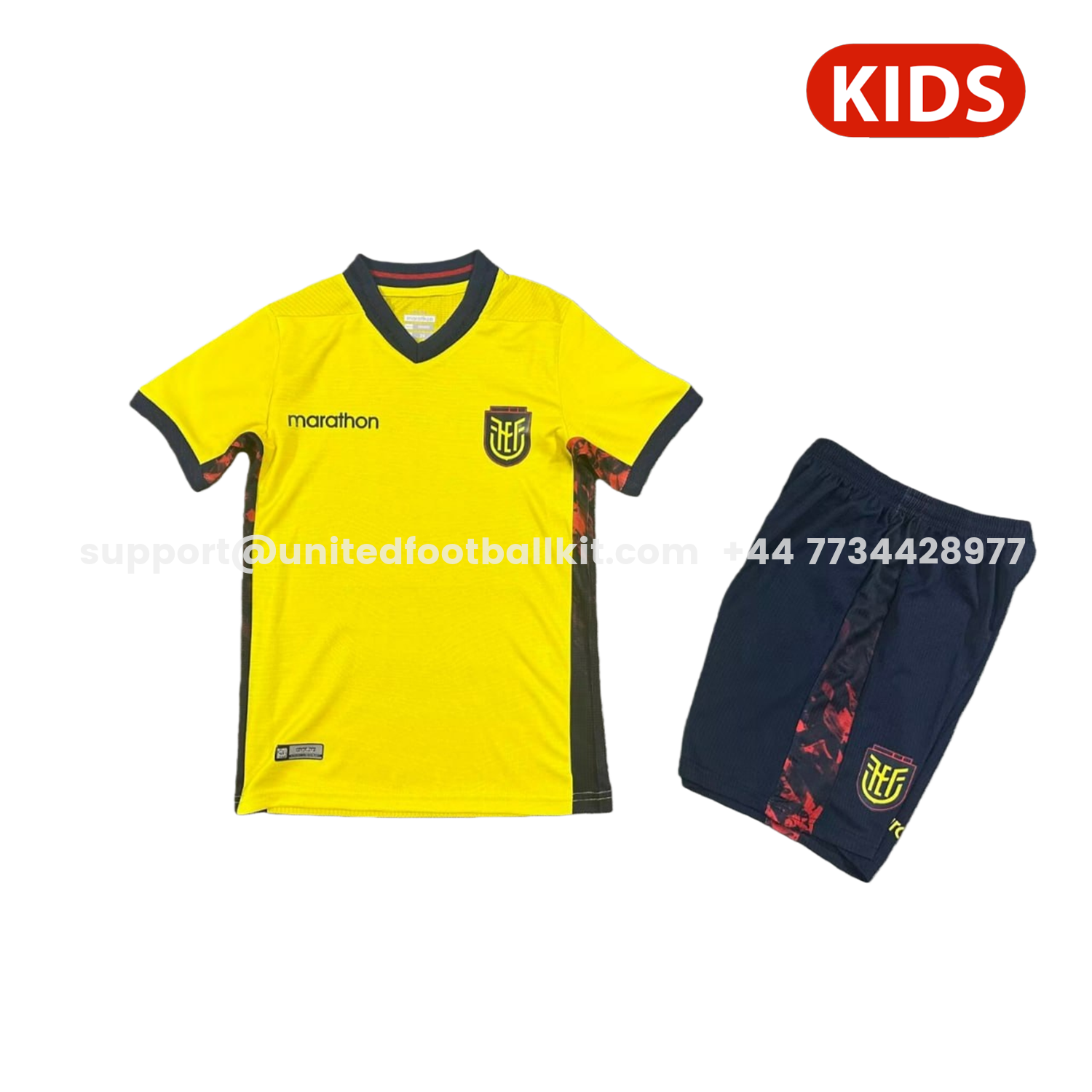 Unitedfootballkit.com | Ecuador 2026 Home Kids Kit -Customize Name, Number and Patch | Worldwide Shipping
