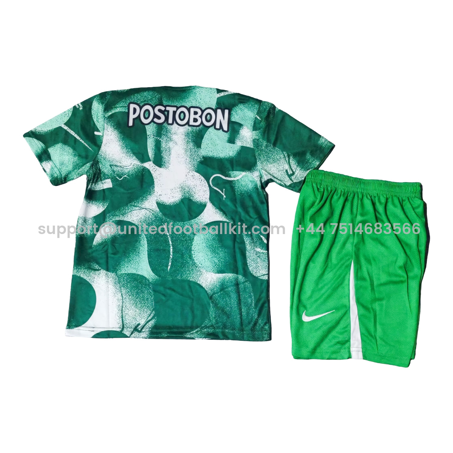 Unitedfootballkit.com | Atlético Nacional 25-26 Pre-Match Training Green Kids Kit -Customize Name, Number and Patch | Worldwide Shipping