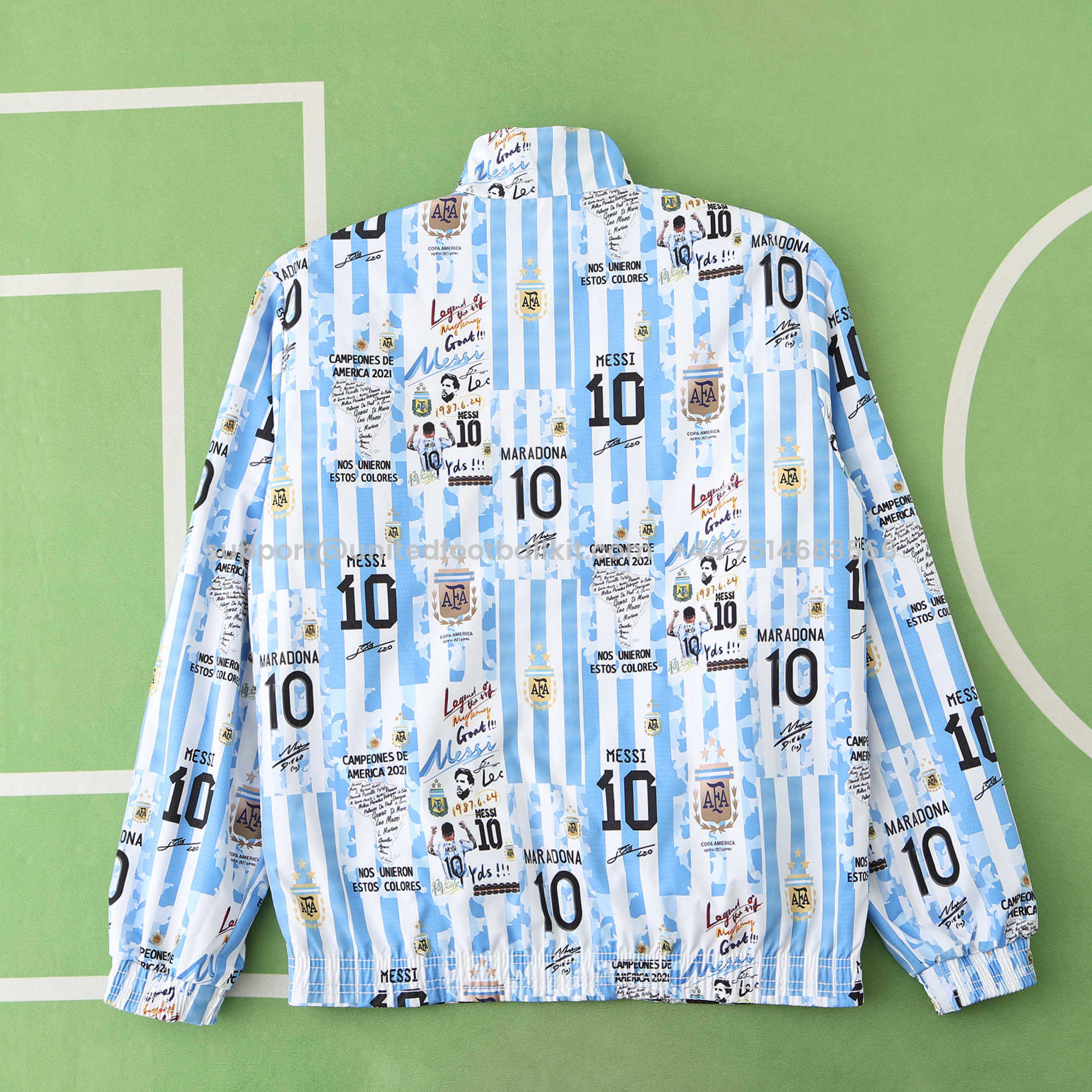 Unitedfootballkit.com | Argentina 24-25 Blue Double Sided Reversible Windbreaker - 2024 Copa America Championship -Customize Name, Number and Patch | Worldwide Shipping