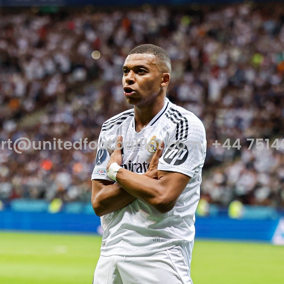 Unitedfootballkit.com | UEFA SUPER CUP - Real Madrid 24-25 Home Stadium Jersey - Player Version -Customize Name, Number and Patch | Worldwide Shipping