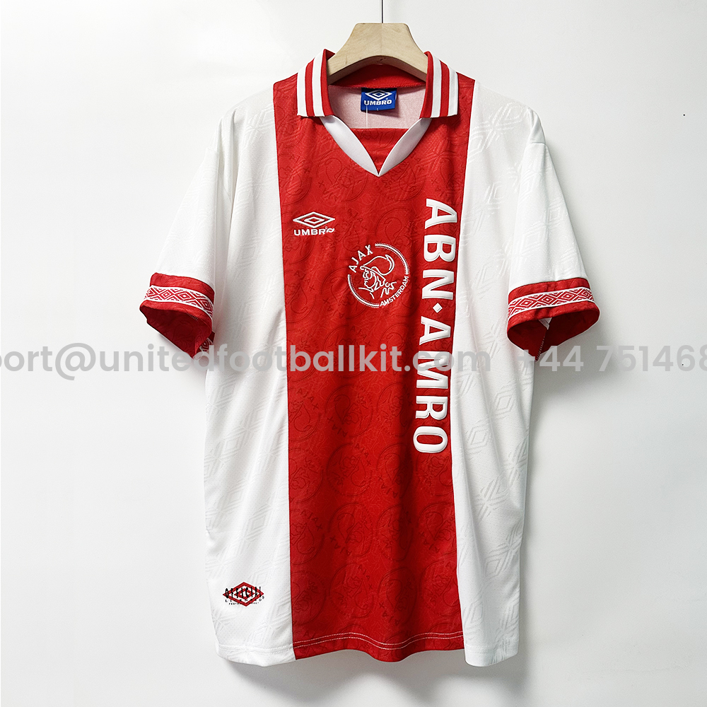 Unitedfootballkit.com | Retro Ajax 1994-95 Home Jersey -Customize Name, Number and Patch | Worldwide Shipping