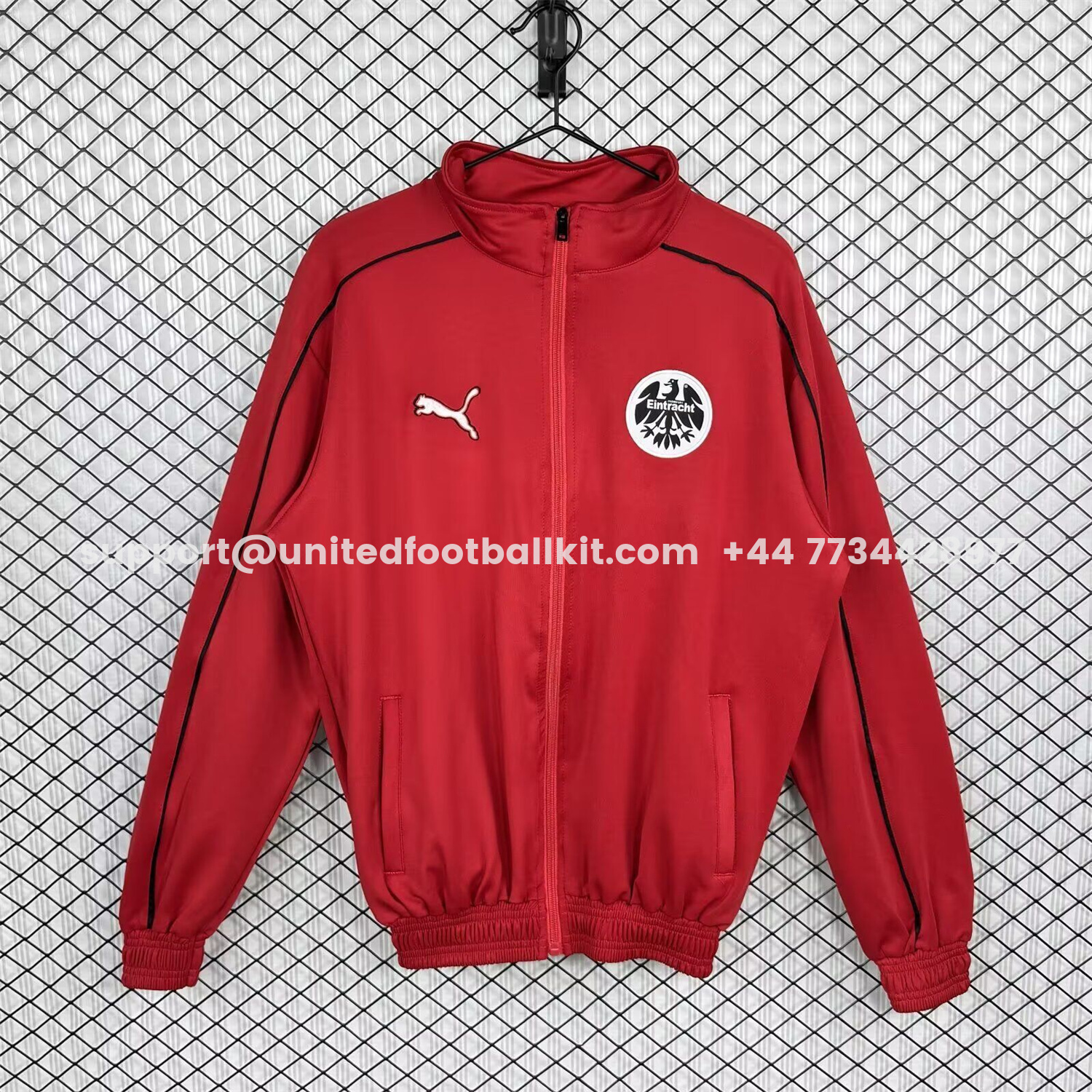 Unitedfootballkit.com | Frankfurt 25-26 Training Windbreaker Jacket - Red -Customize Name, Number and Patch | Worldwide Shipping
