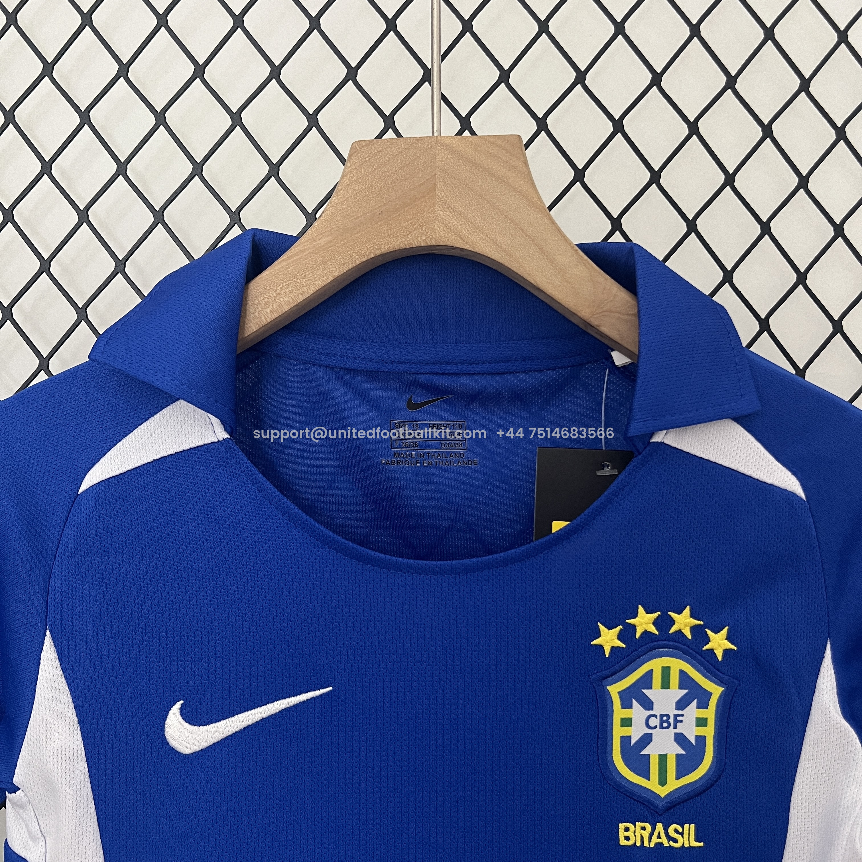 Unitedfootballkit.com | Retro Brazil 2002 Away Stadium Kids Kit -Customize Name, Number and Patch | Worldwide Shipping