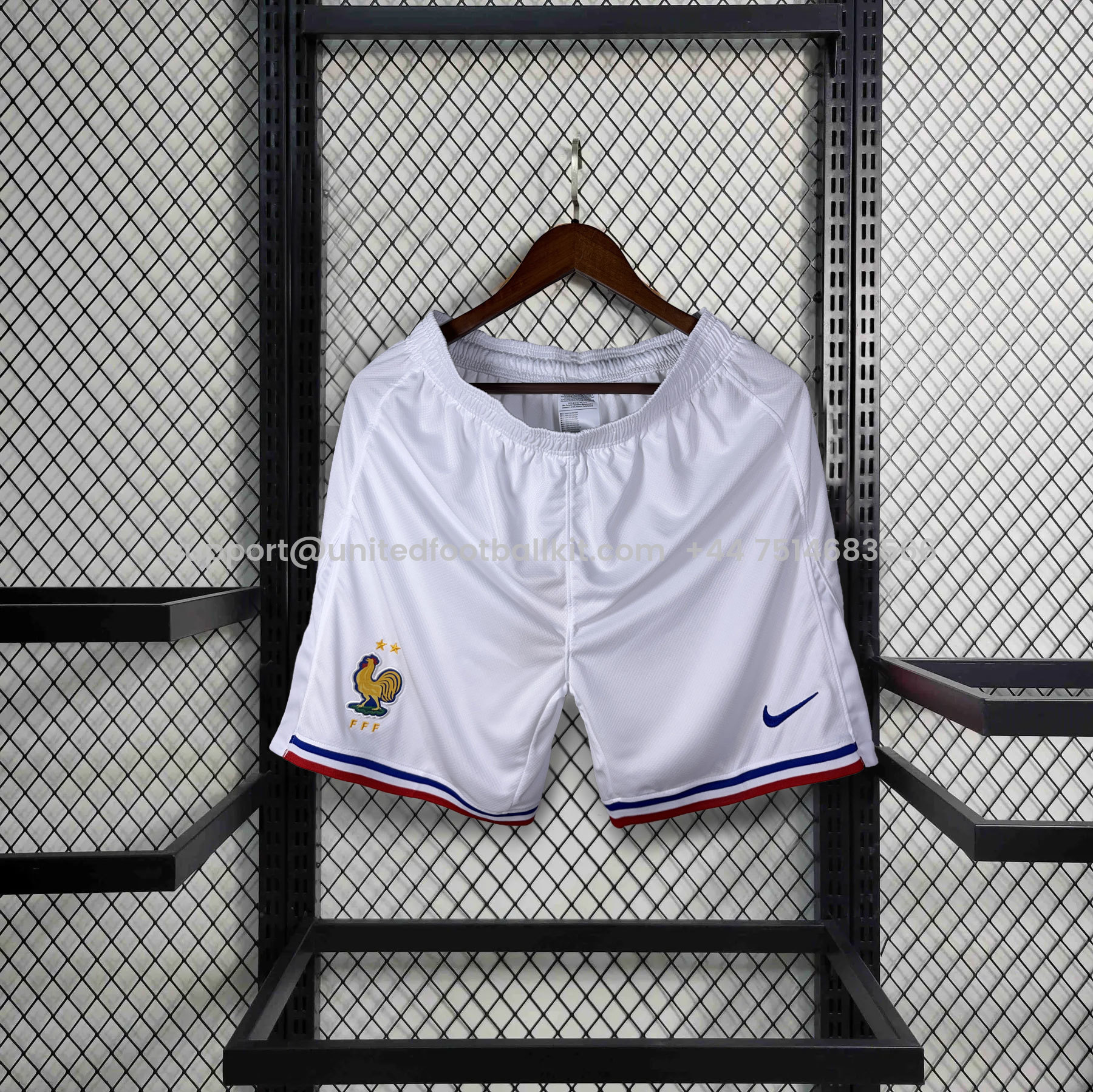 Unitedfootballkit.com | France 2024 Home Shorts - Fans Version -Customize Name, Number and Patch | Worldwide Shipping