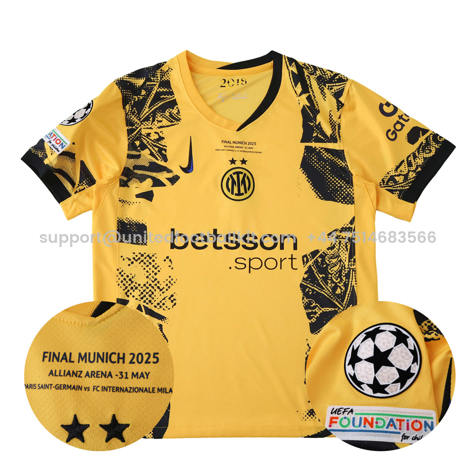 Unitedfootballkit.com | Inter Milan 24-25 Third Champions League Final Jersey - Fans Version -Customize Name, Number and Patch | Worldwide Shipping