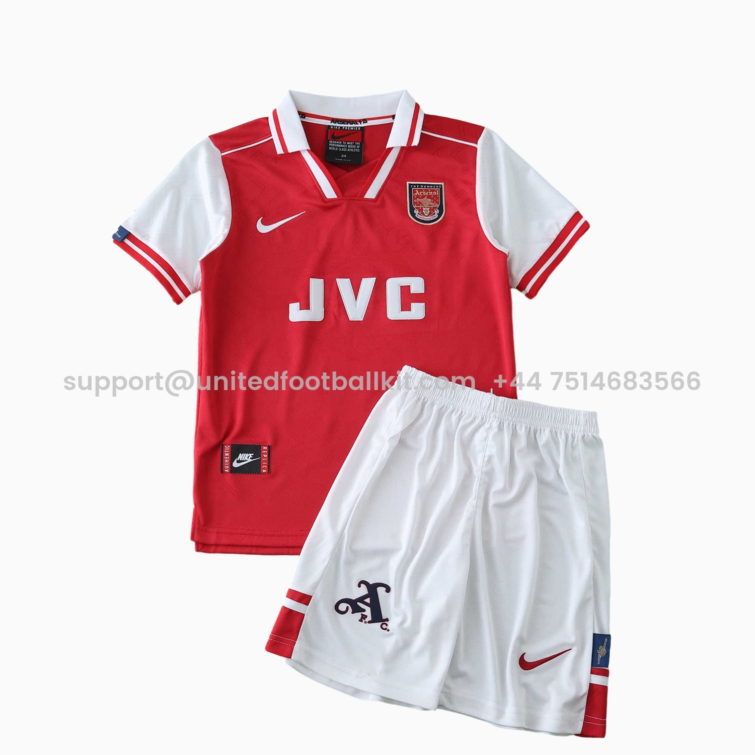 Unitedfootballkit.com | Retro Arsenal 1996-97 Home Kids Kit -Customize Name, Number and Patch | Worldwide Shipping