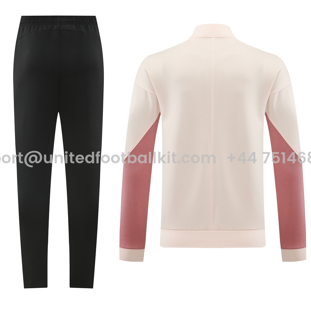 Unitedfootballkit.com | Paris Saint-Germain PSG 24-25 Jacket Training Tracksuit - Light Pink Top and Black Pants -Customize Name, Number and Patch | Worldwide Shipping