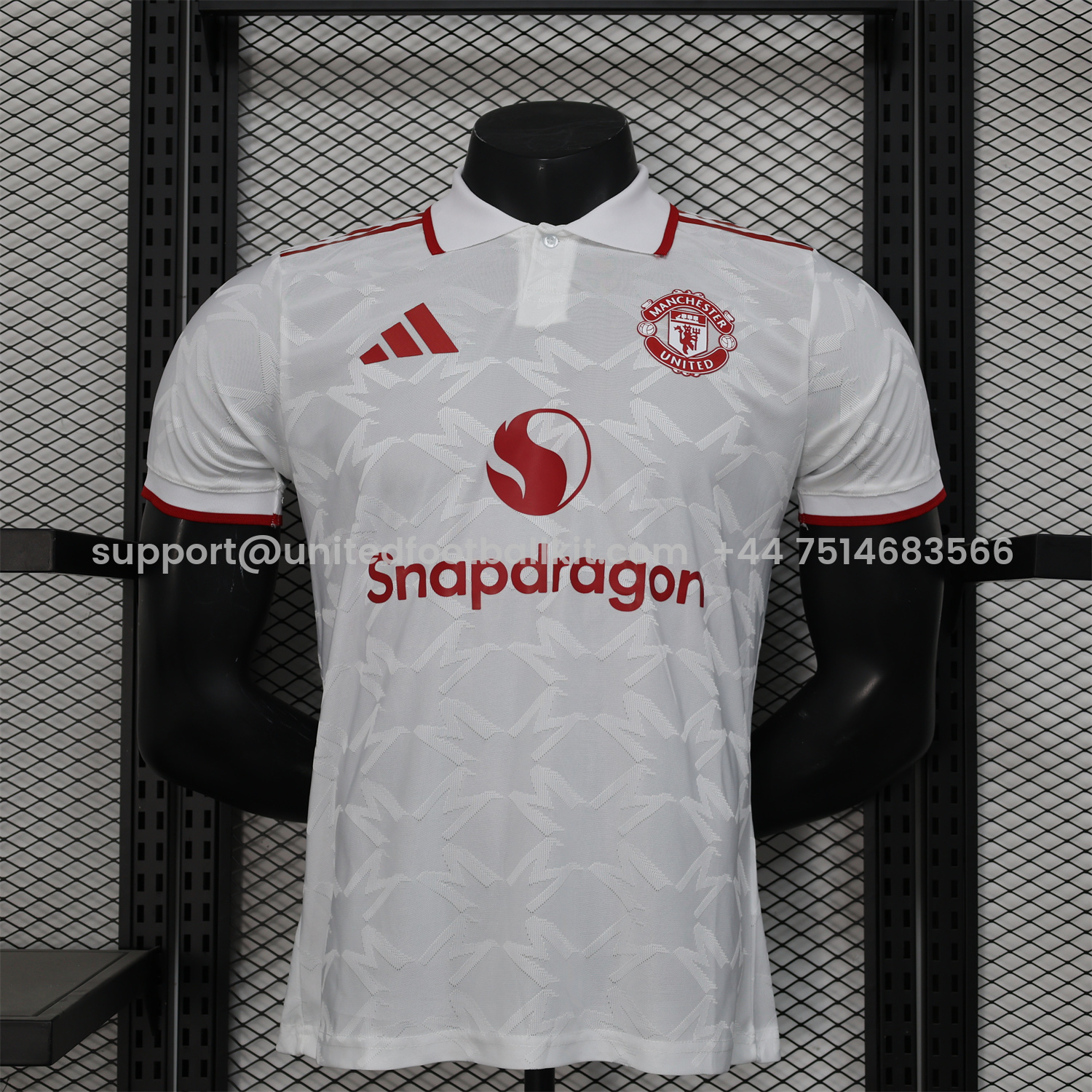 Unitedfootballkit.com | Manchester United 24-25 White POLO Jersey - Player Version -Customize Name, Number and Patch | Worldwide Shipping