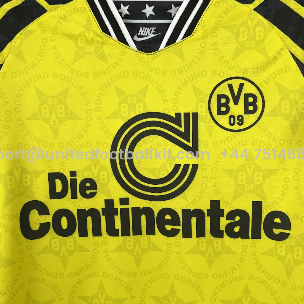 Unitedfootballkit.com | Retro Dortmund 1994-95 Home Jersey -Customize Name, Number and Patch | Worldwide Shipping