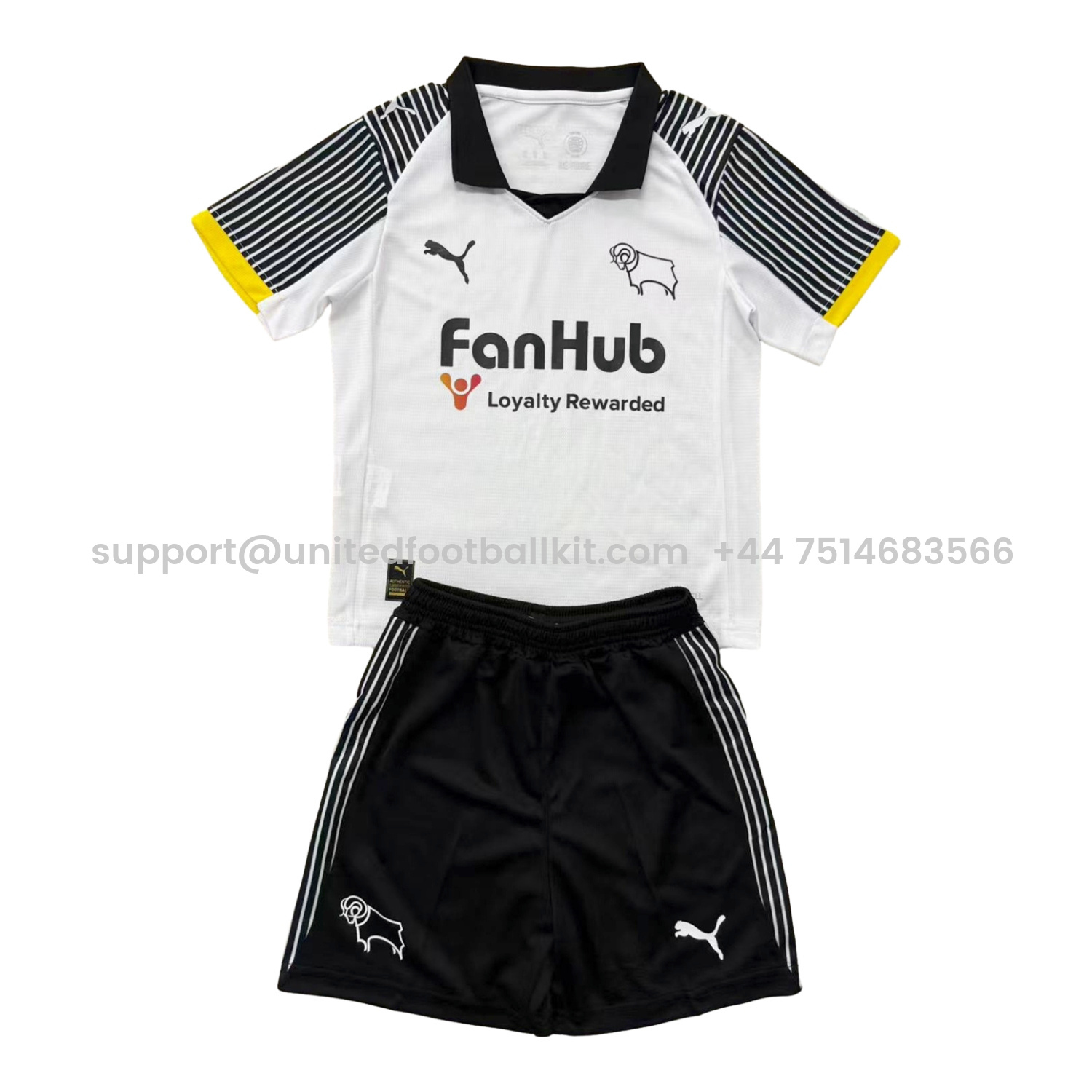 Unitedfootballkit.com | Derby County 25-26 Home Men's Adult Jersey Set - Fans Version -Customize Name, Number and Patch | Worldwide Shipping