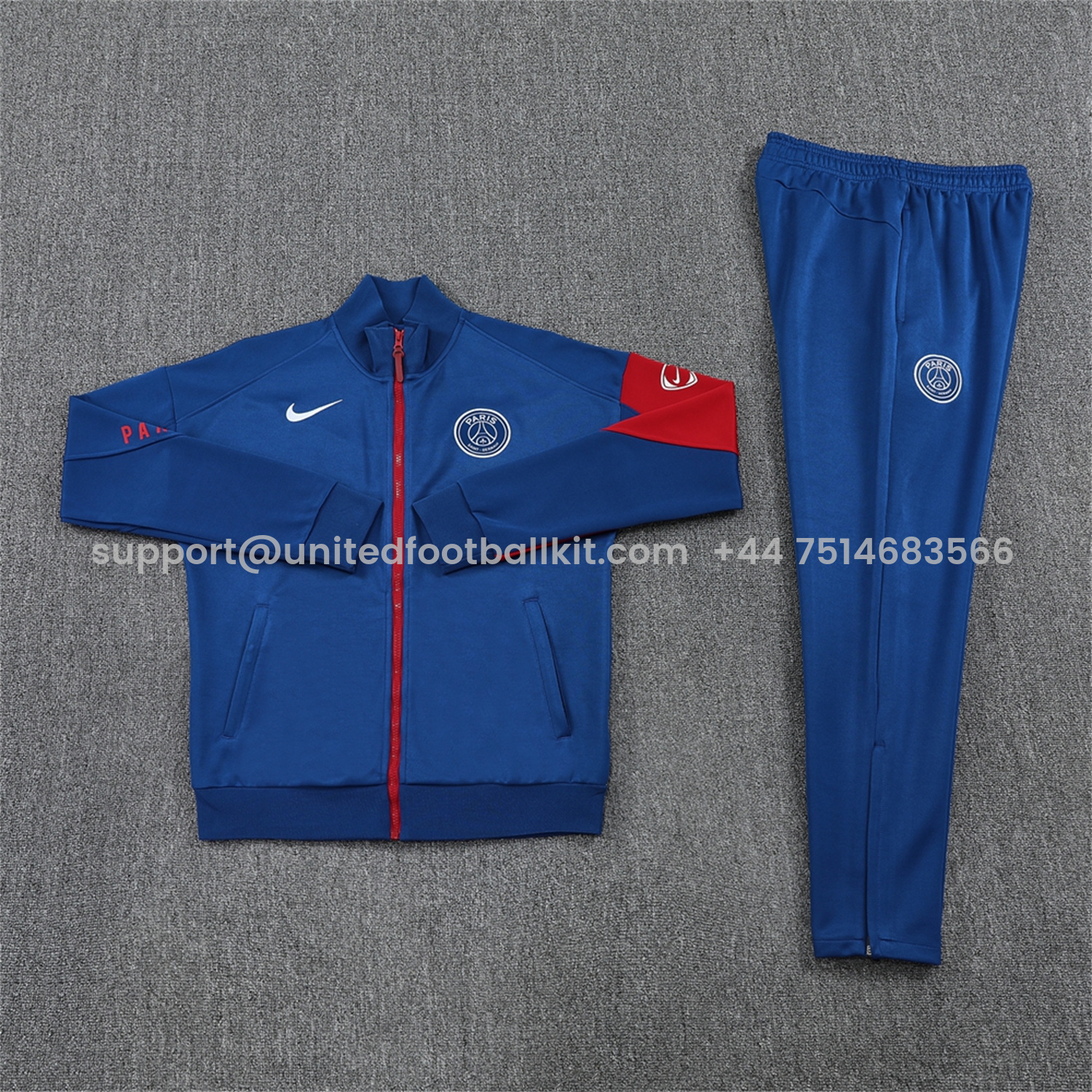 Unitedfootballkit.com | Paris Saint-Germain PSG 25-26 Jacket Training Tracksuit - Blue Jackets and Pants -Customize Name, Number and Patch | Worldwide Shipping