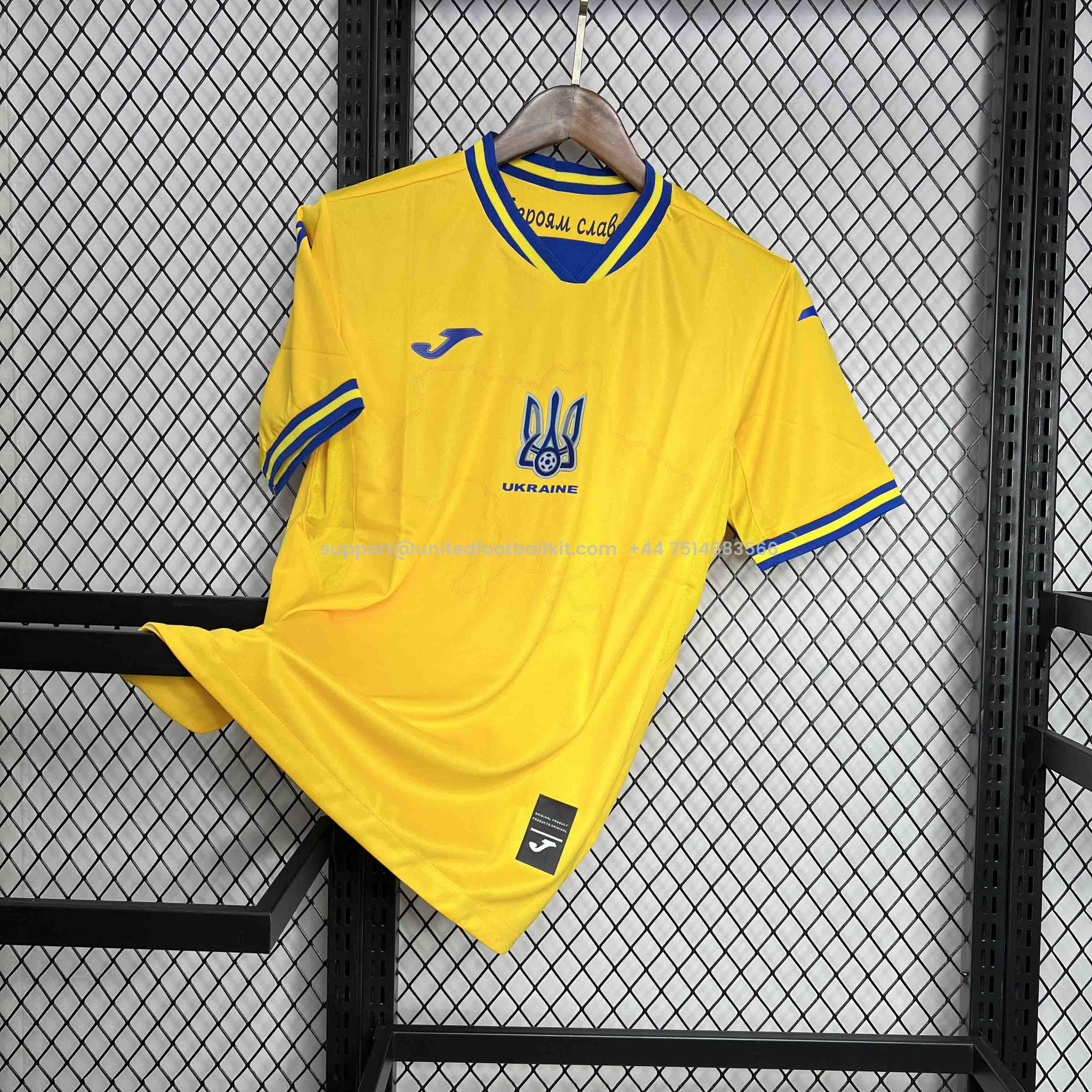Unitedfootballkit.com | Ukraine 2024 Home Stadium Jersey - Fans Version -Customize Name, Number and Patch | Worldwide Shipping