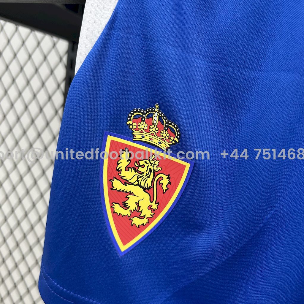 Unitedfootballkit.com | Real Zaragoza 24-25 Home Kids Kit -Customize Name, Number and Patch | Worldwide Shipping