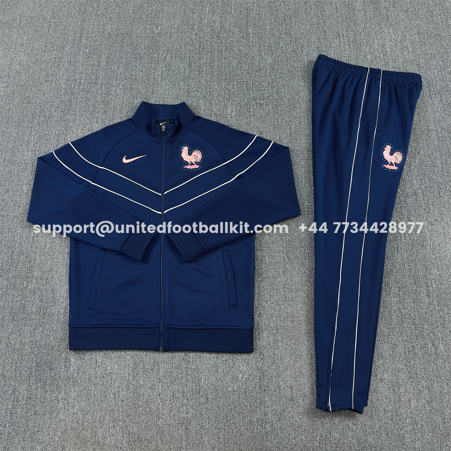 Unitedfootballkit.com | France 2026 Jacket Training Tracksuit - Dark Blue Jackets & Pants -Customize Name, Number and Patch | Worldwide Shipping