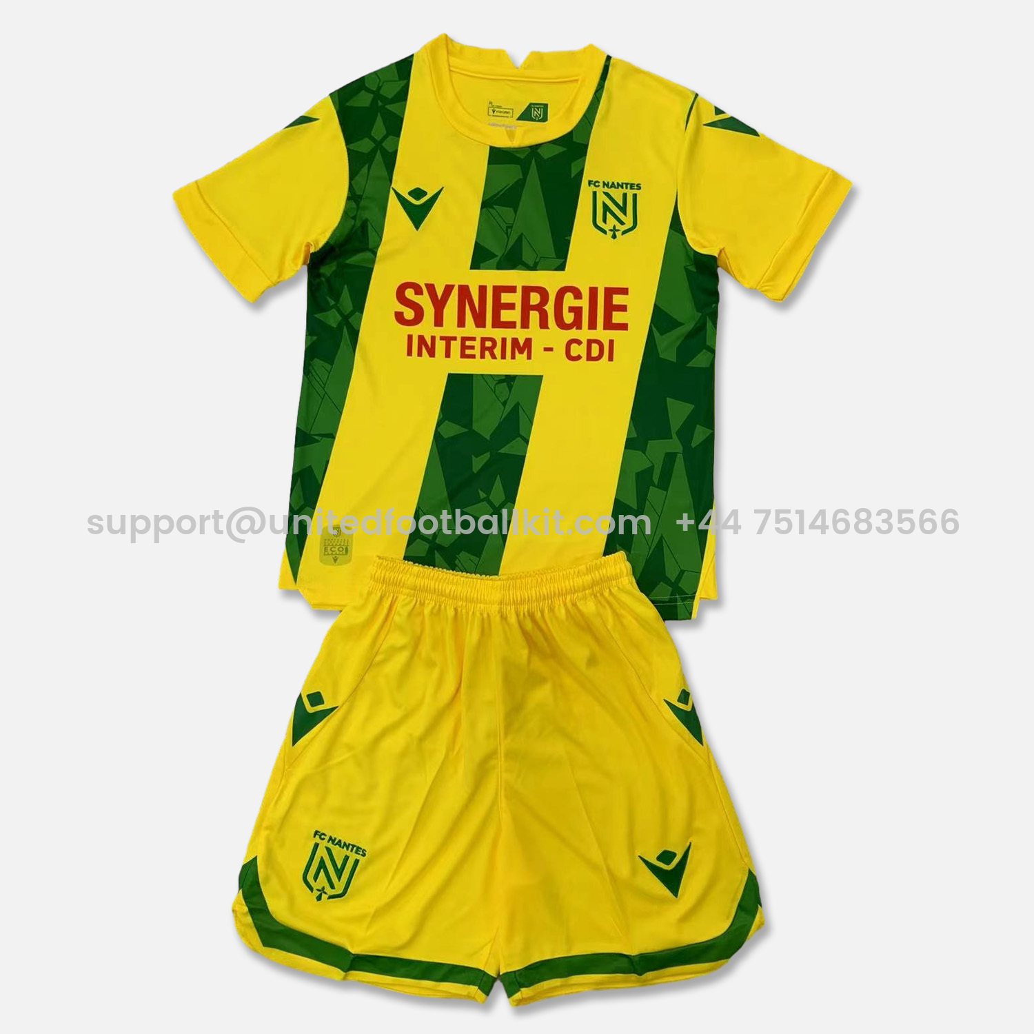Unitedfootballkit.com | Nantes 24-25 Home Men's Adult Jersey Set - Fans Version -Customize Name, Number and Patch | Worldwide Shipping
