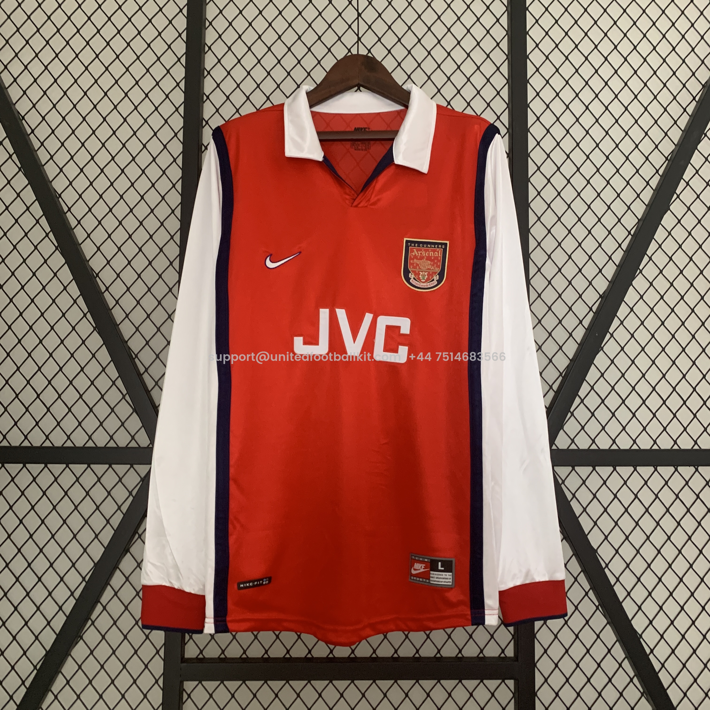 Unitedfootballkit.com | Retro Arsenal 98-99 Home Long Sleeve Jersey -Customize Name, Number and Patch | Worldwide Shipping
