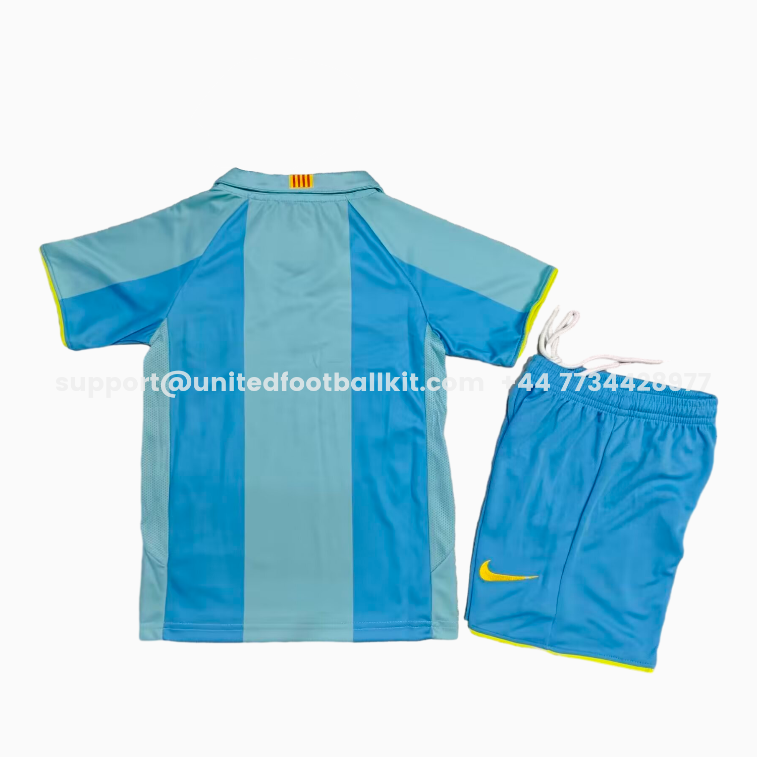 Unitedfootballkit.com | Retro Barcelona 2007-08 Away Kids Kit -Customize Name, Number and Patch | Worldwide Shipping