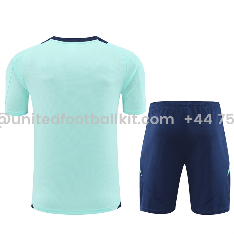 Unitedfootballkit.com | Arsenal 24-25 Short-Sleeve Training Kids Kit - Lake Blue -Customize Name, Number and Patch | Worldwide Shipping